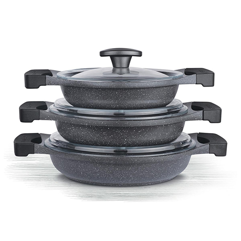 Thermoad Granite Coated Cookware Set: Lightweight, PFOA-Free Aluminum Saucepans for Energy-Saving Cooking