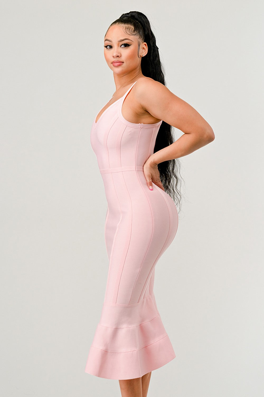 Blush Elegance Mermaid Midi Dress