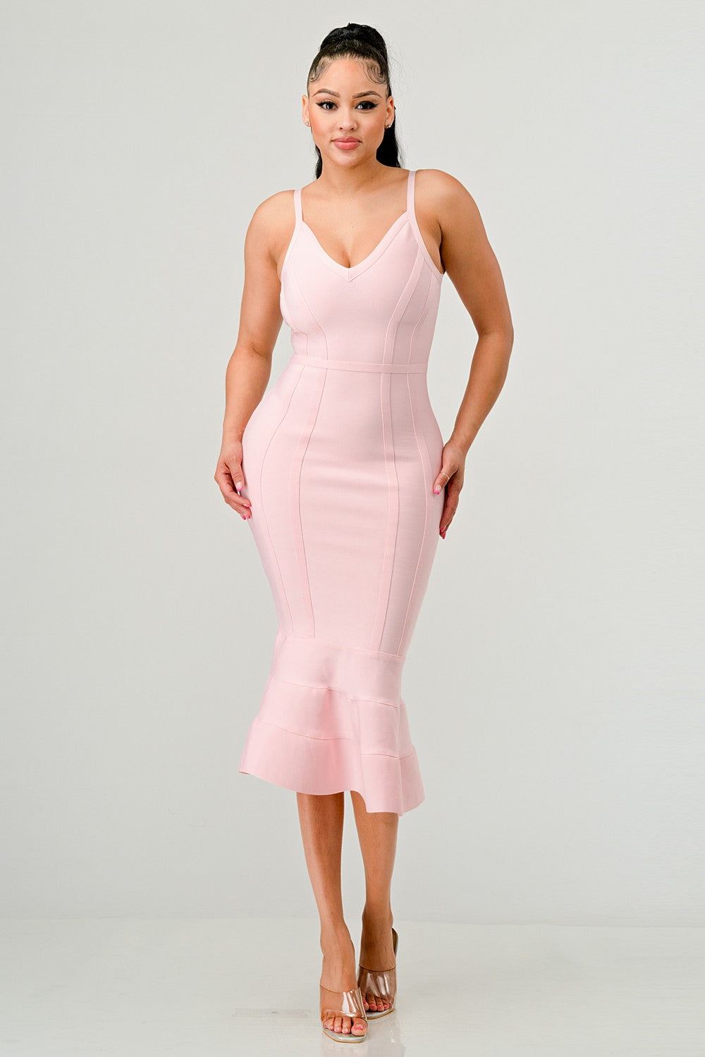 Blush Elegance Mermaid Midi Dress