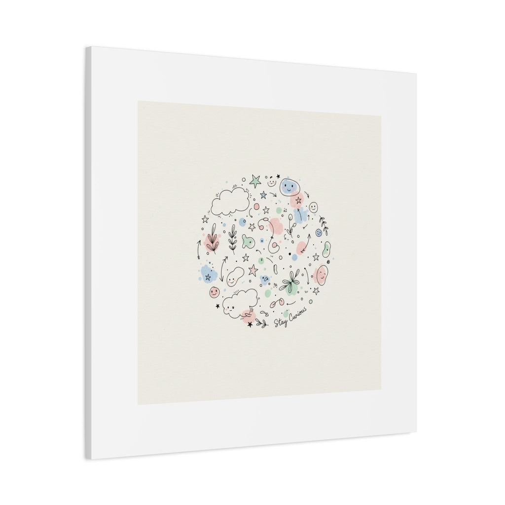 Doodle Circle Line Drawing Matte Canvas, Hand-Drawn Sketch Art