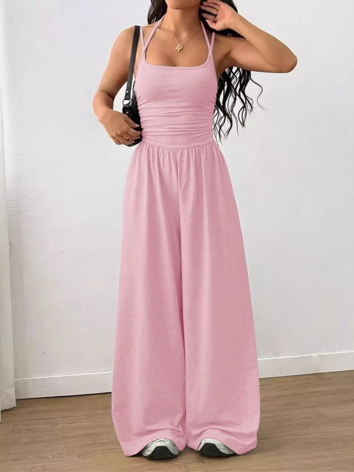 Spaghetti Strap Wide Leg Jumpsuit