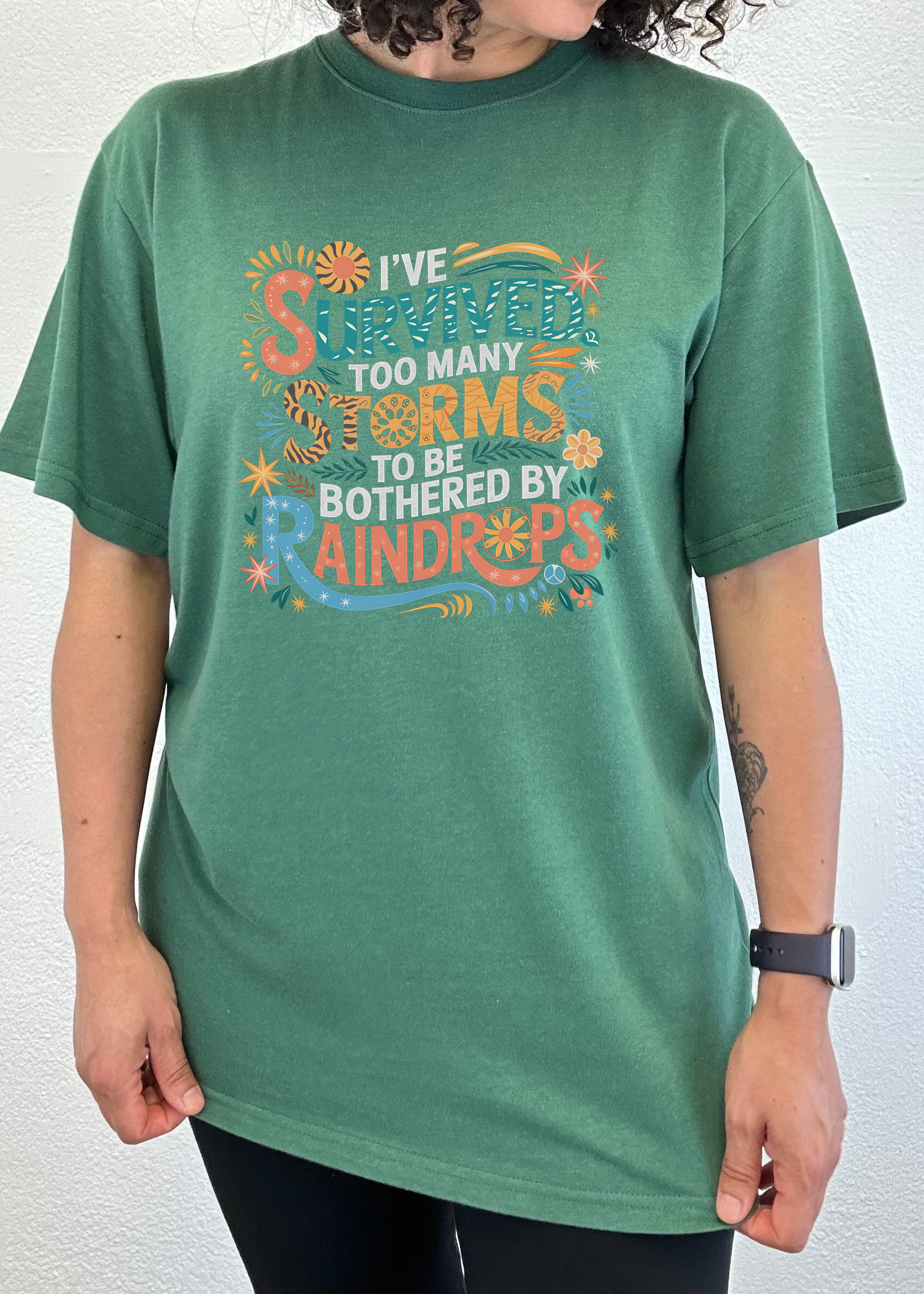 Spun Bamboo I've Survived Too Many Storms to Be Both Unisex Bamboo/Cotton Graphic T-Shirt — alternative angle