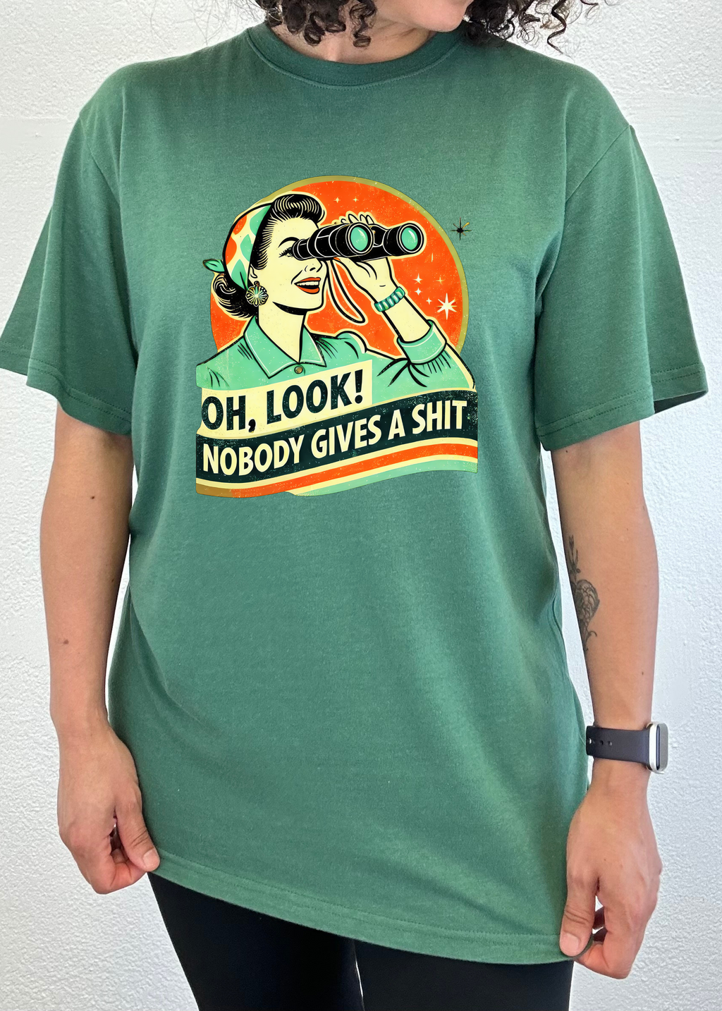 Spun Bamboo Funny Retro Woman Unisex Bamboo/Cotton Graphic T-Shirt — size reference