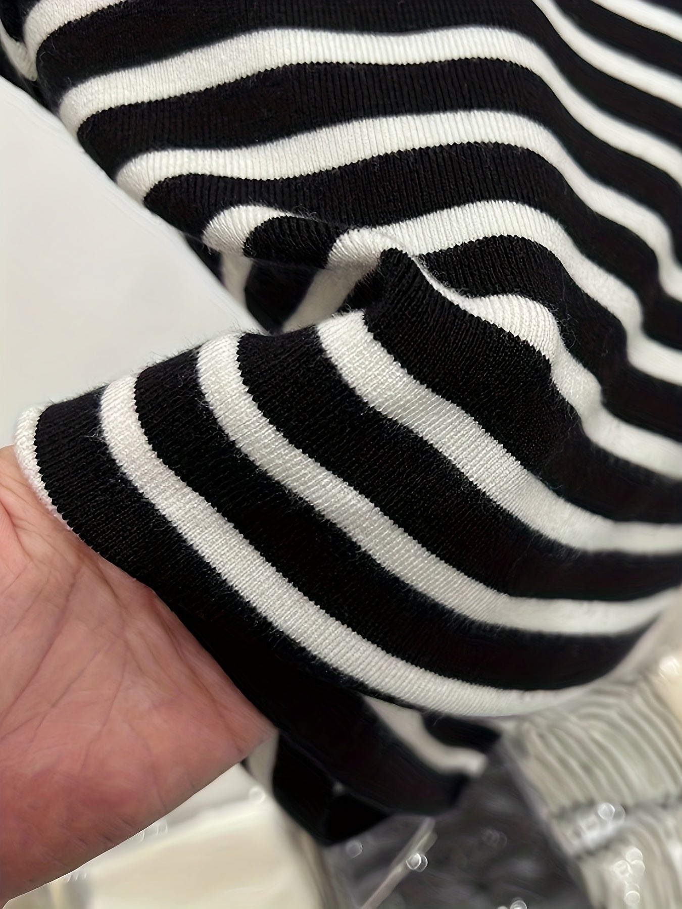 MyClosetAid Semi-High Neck Striped Short-Sleeved T-Shirt — size reference
