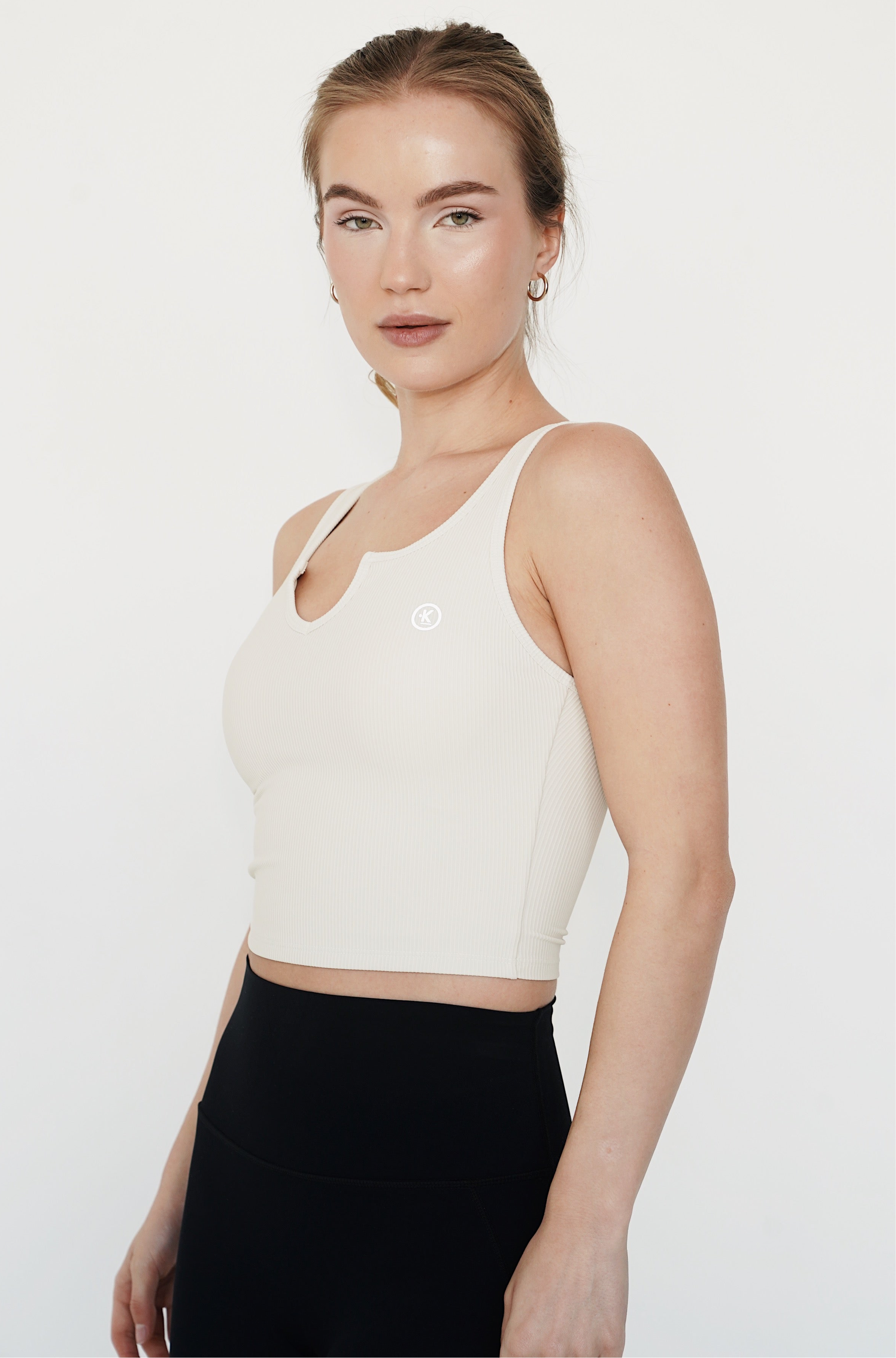 KIMITH BRAND I Am Self Love Ribbed Quick-Dry Butter Ivory Tank — main product shot