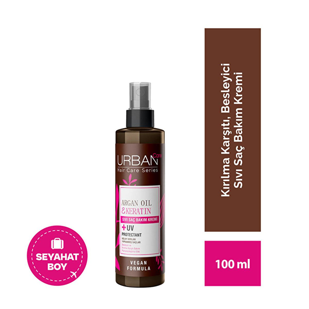 Urban Care Argan Oil & Keratin Leave-In Hair Conditioner: Repair Damaged Hair, Prevent Breakage, UV Protection, Vegan Hair Care