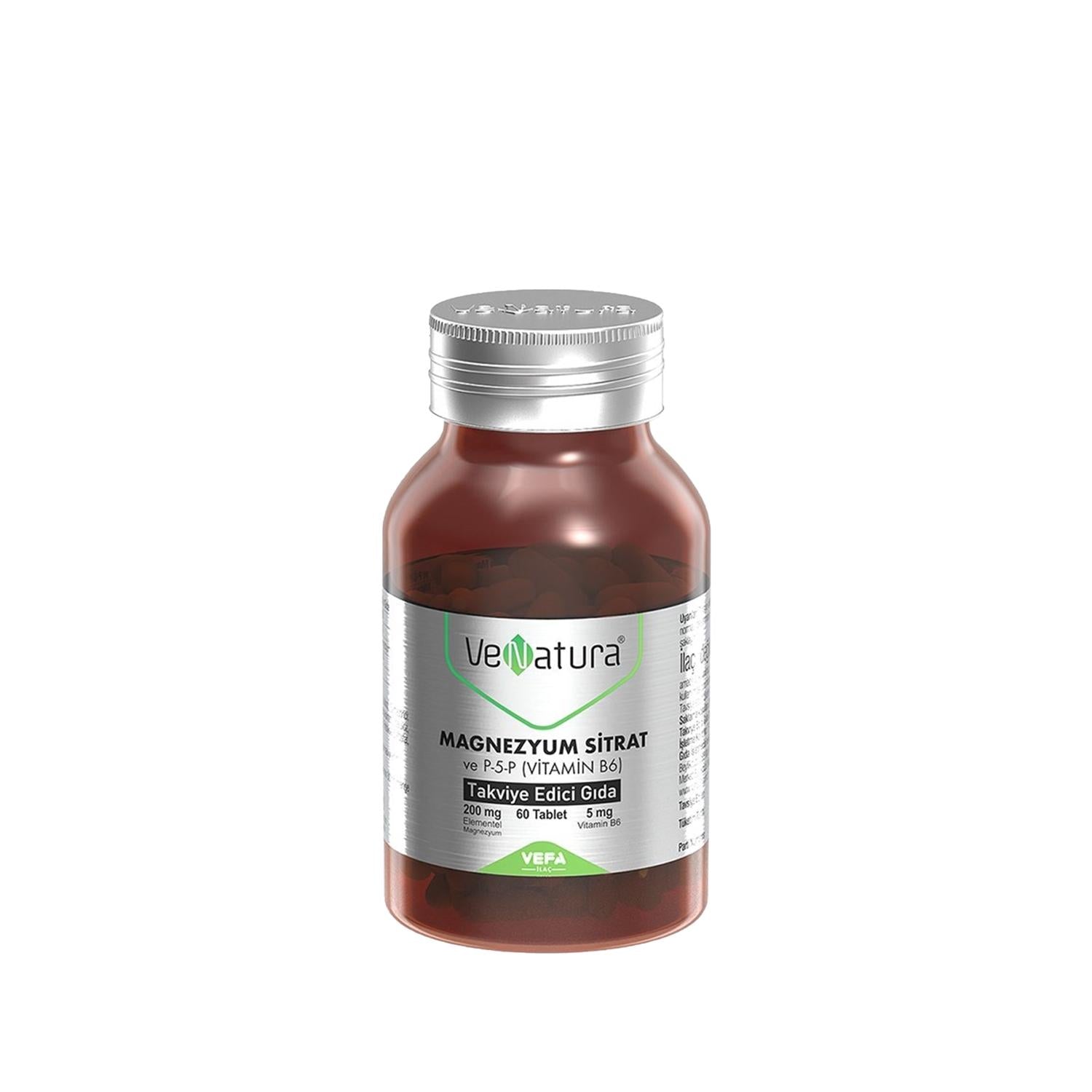 VeNatura Magnesium Citrate Vitamin B6 Supplement - Supports Muscle Function & Energy Production - 60 Tablets