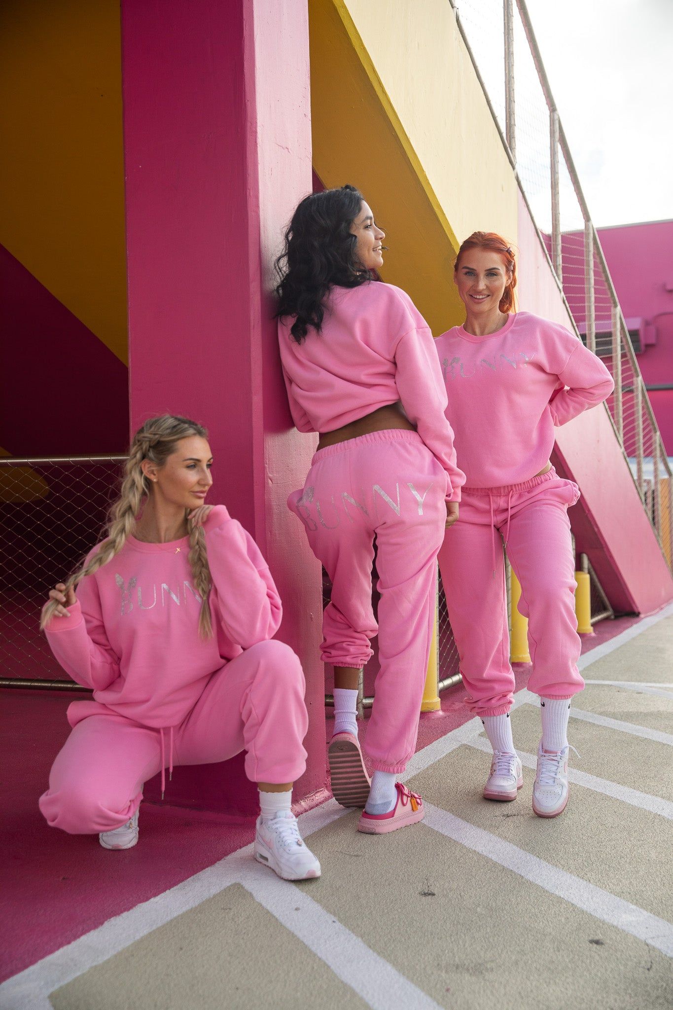 BUNNIES ROOM SWEATPANTS IN CANDY PINK — lifestyle context