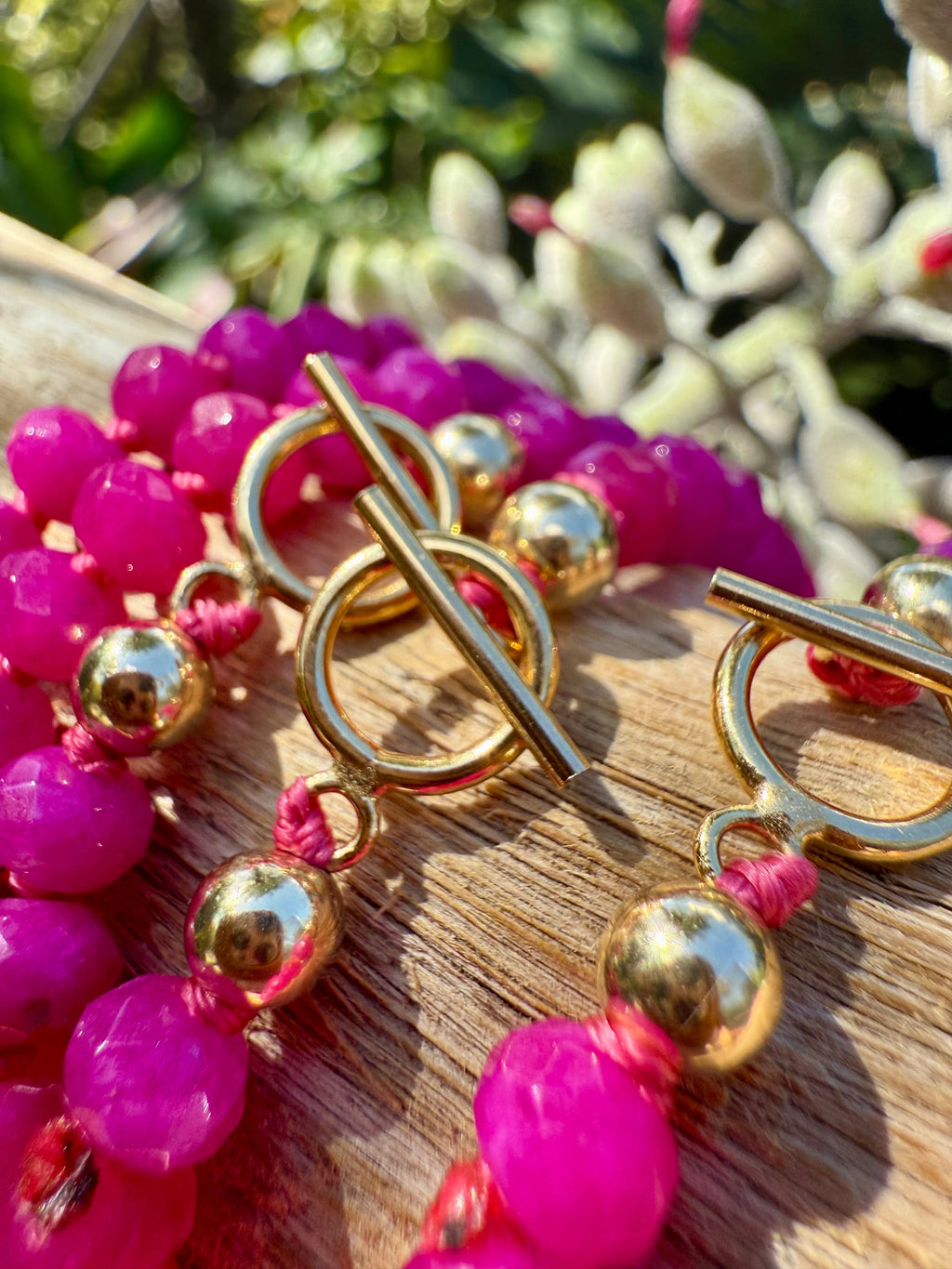 CanyonLeaf Pink Jade + 14k Gold Filled Toggle || Gemstone Necklace — detail shot 7