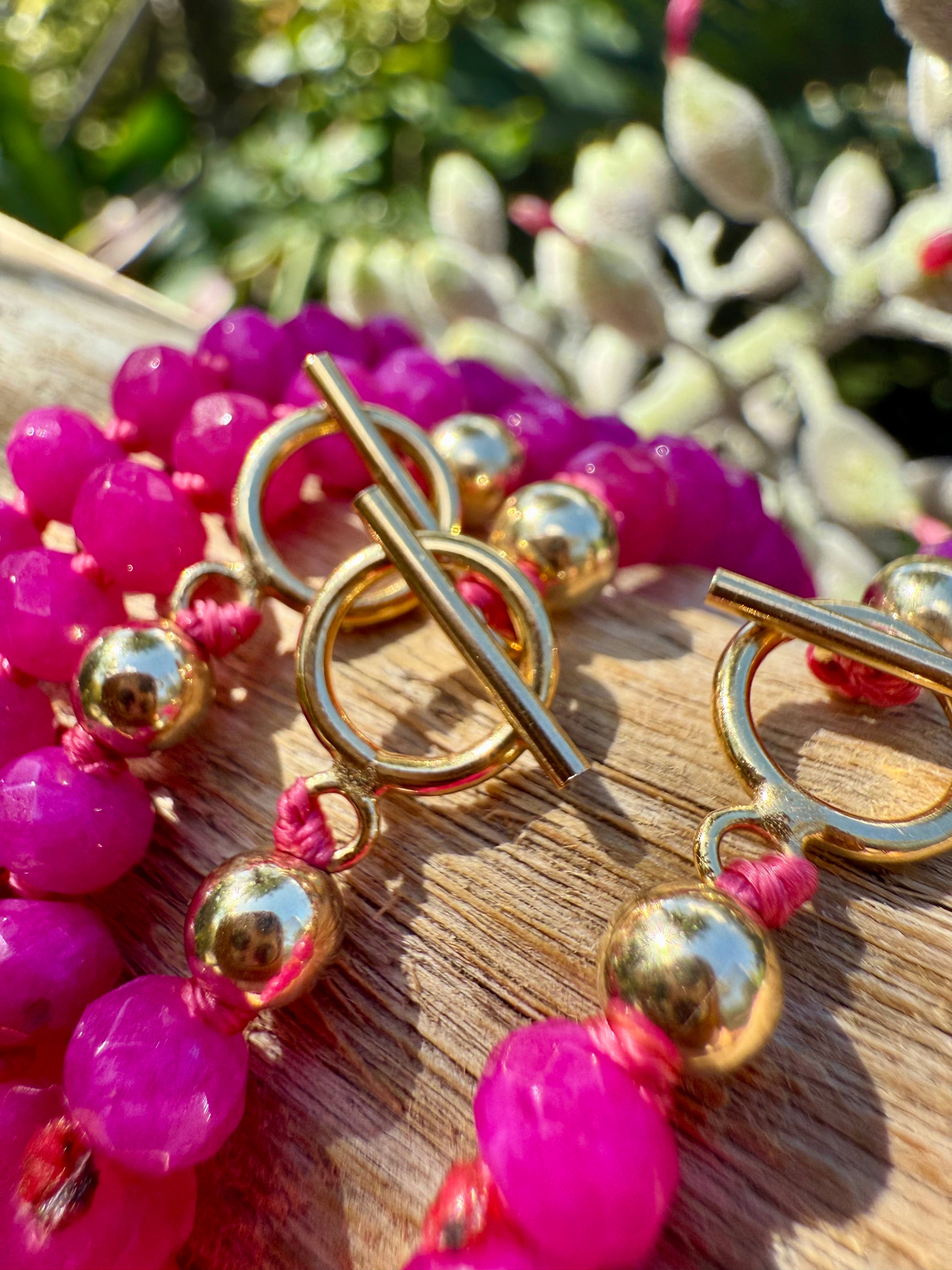 CanyonLeaf Pink Jade + 14k Gold Filled Toggle || Gemstone Necklace — detail shot 7