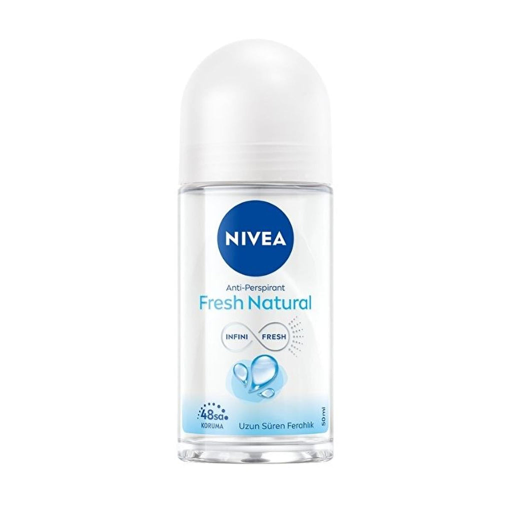 Nivea Fresh Natural Women's Roll-On Deodorant - 48 Hour Protection, Alcohol-Free, Natural Fragrance