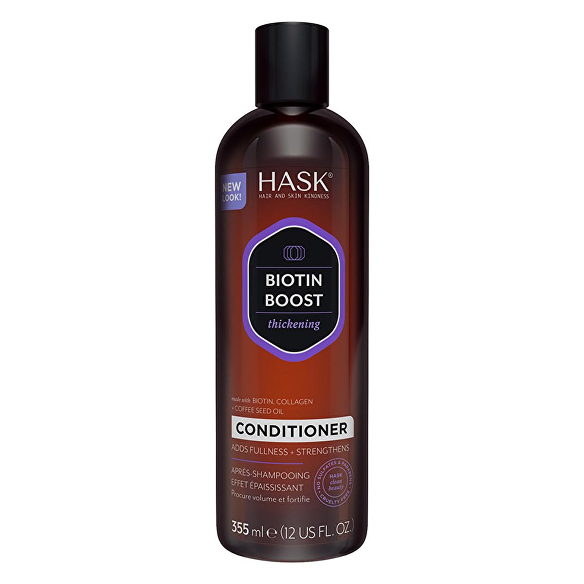 Hask Biotin Boost Volumizing Hair Conditioner: Thicken Fine Hair, Sulfate & Paraben-Free, Collagen & Coffee Enriched - Enhanced Shine & Growth