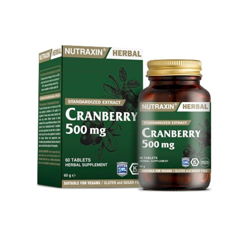 Nutraxin Cranberry Supplement 500mg - Urinary Tract Health Support for Women & Men - 60 Tablets, Vegan-Friendly & Allergen-Free