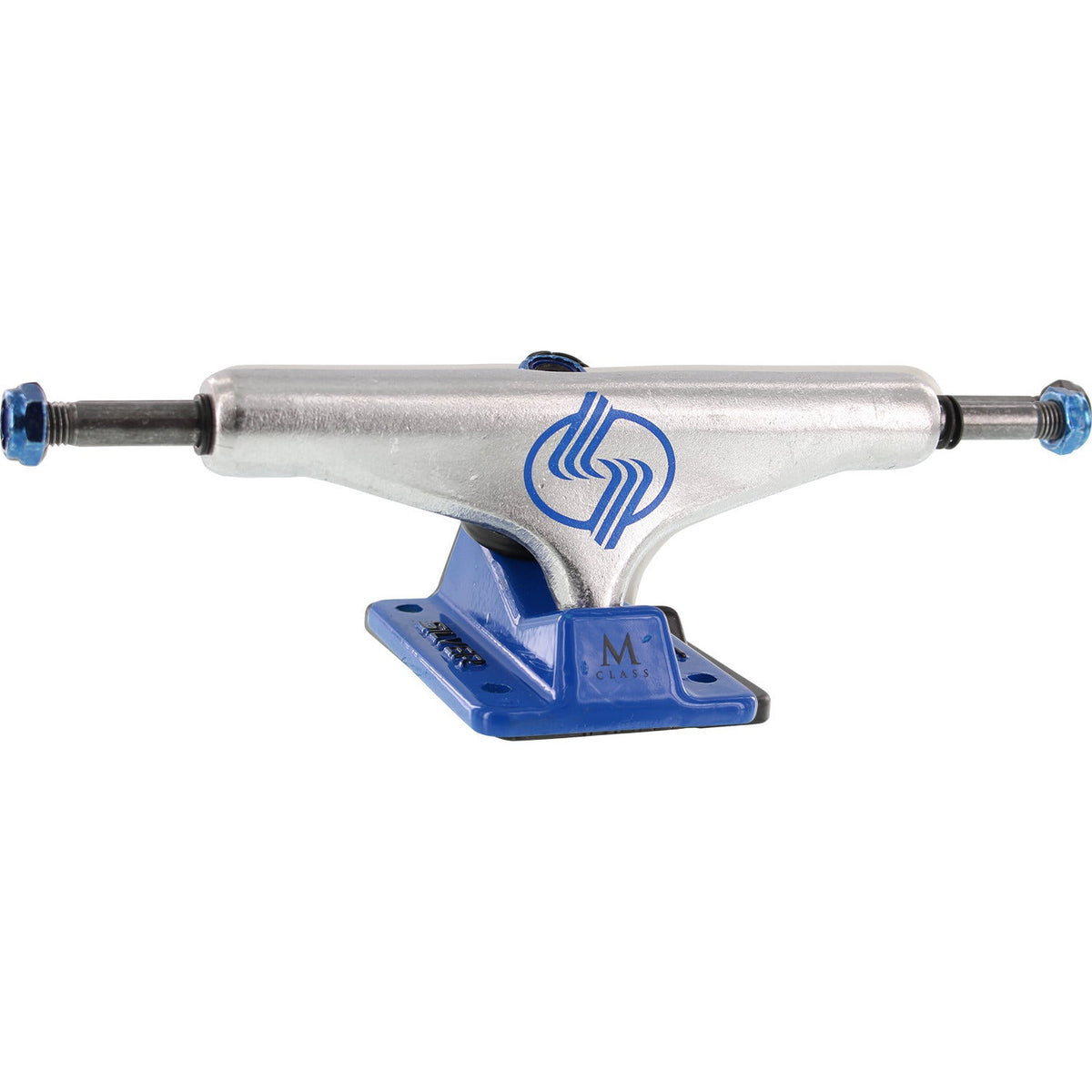 Silver M-Class Hollow Skateboard Trucks 7.75″ - Polished/Blue (Set of 2) by Skates USA