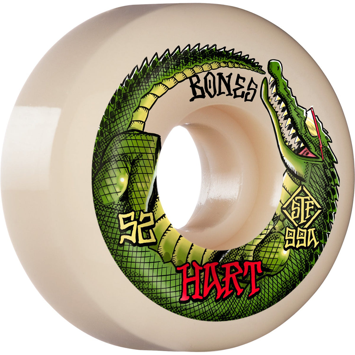 Bones STF Hart Speed Gator V5 52mm 99a Wheels - White (Set of 4) by Skates USA