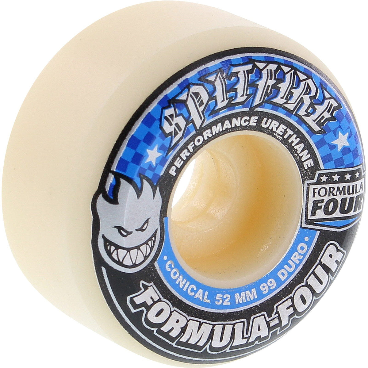 Spitfire Wheels F4 Conical Full 52mm 99a - White/Blue (Set of 4) by Skates USA