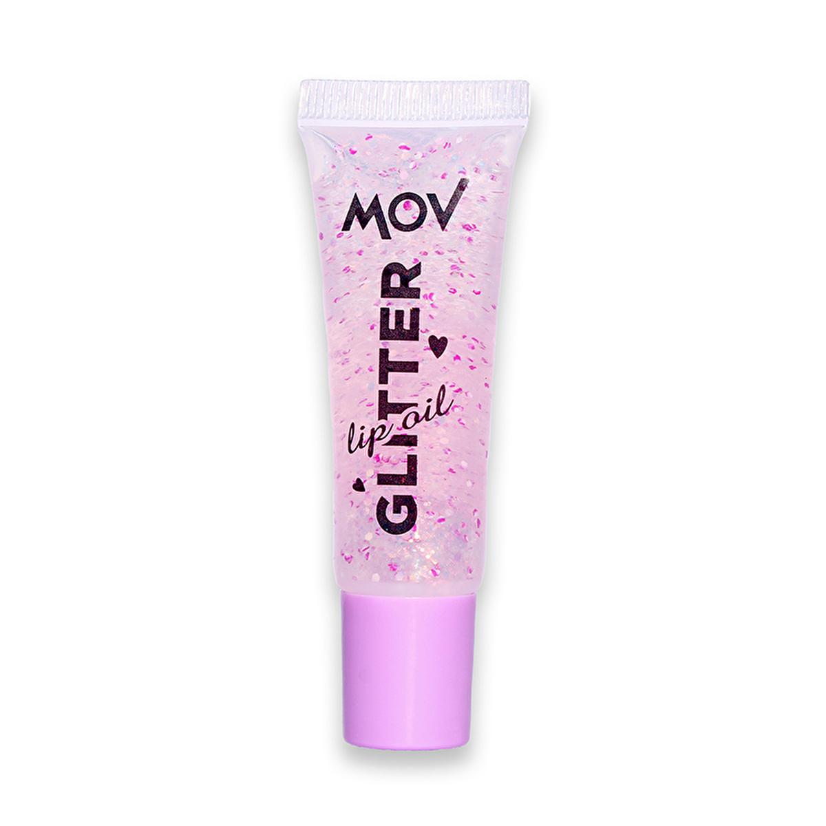 Mov Glitter Lip Oil - Moisturizing Lip Gloss with Glitter Effect for Dry Lips, Lip Shine, Cosmetic Lip Products