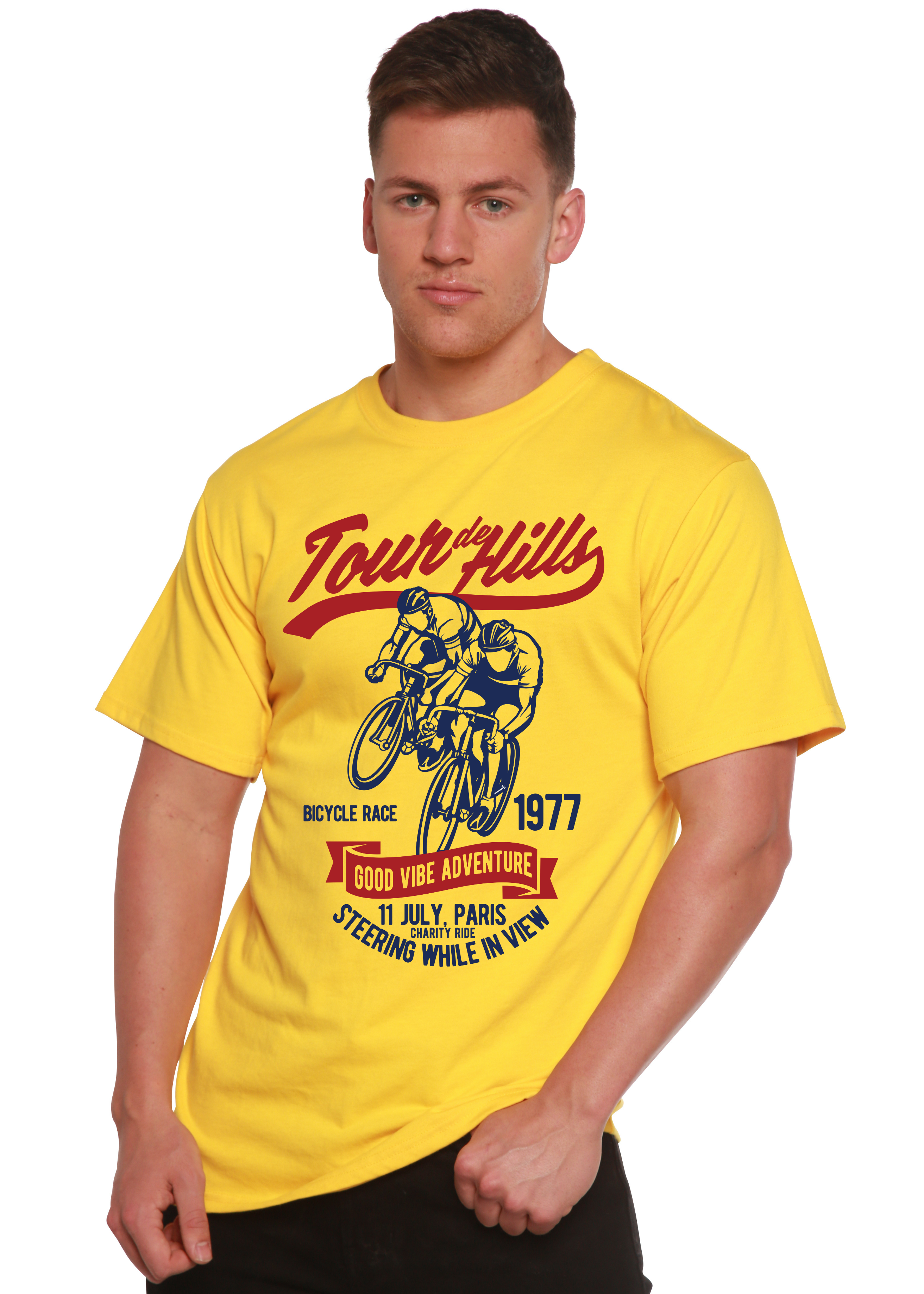 Spun Bamboo Tour De Hills Spun Bamboo® Men's Bamboo Viscose/Organic Cotton Short Sleeve Graphic T-Shirt — detail close-up
