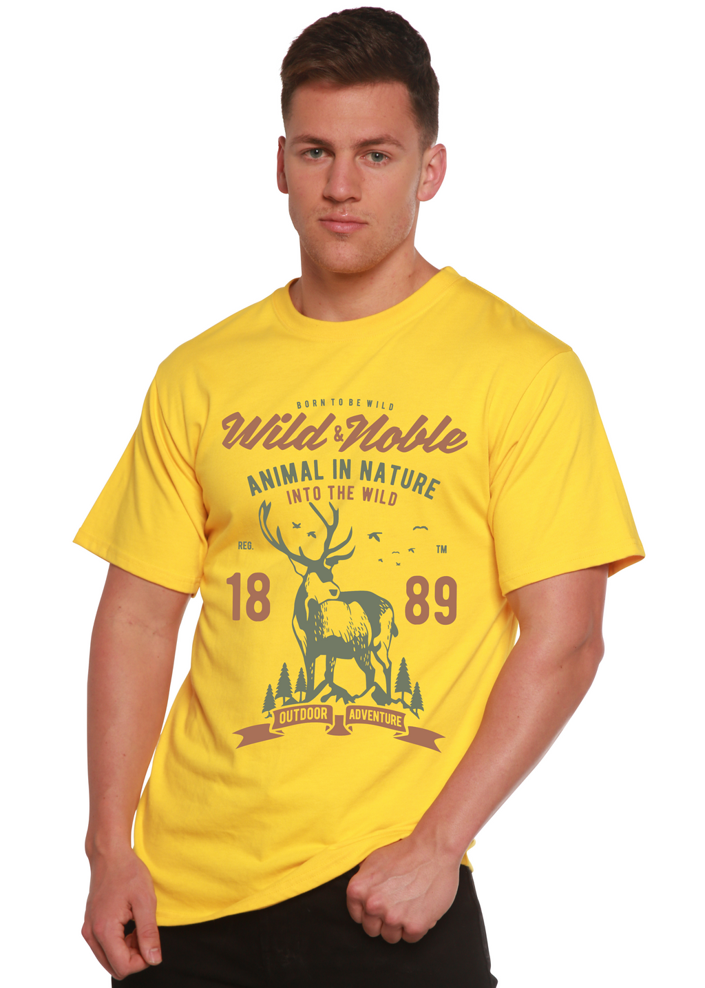 Spun Bamboo Wild And Noble Spun Bamboo® Men's Bamboo Viscose/Organic Cotton Short Sleeve Graphic T-Shirt — back view