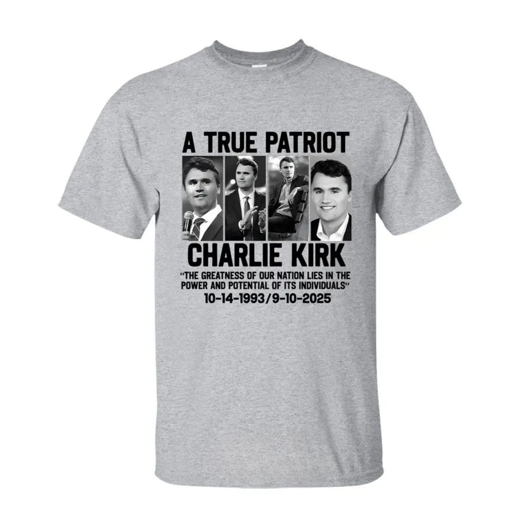 Pasimax Charlie Kirk Patriotic T-Shirt — detail close-up