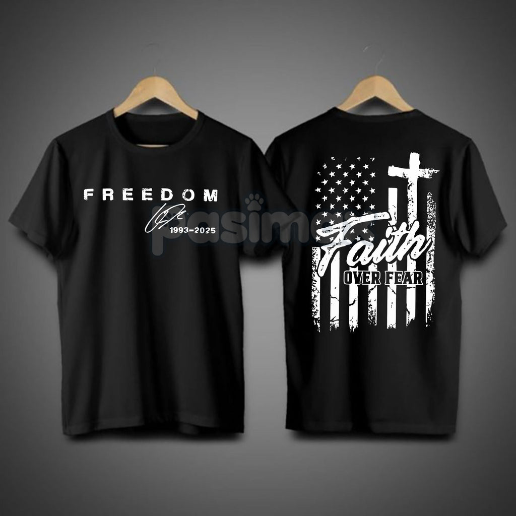 Pasimax "Faith Over Fear" Freedom American Flag T-Shirt — detail close-up