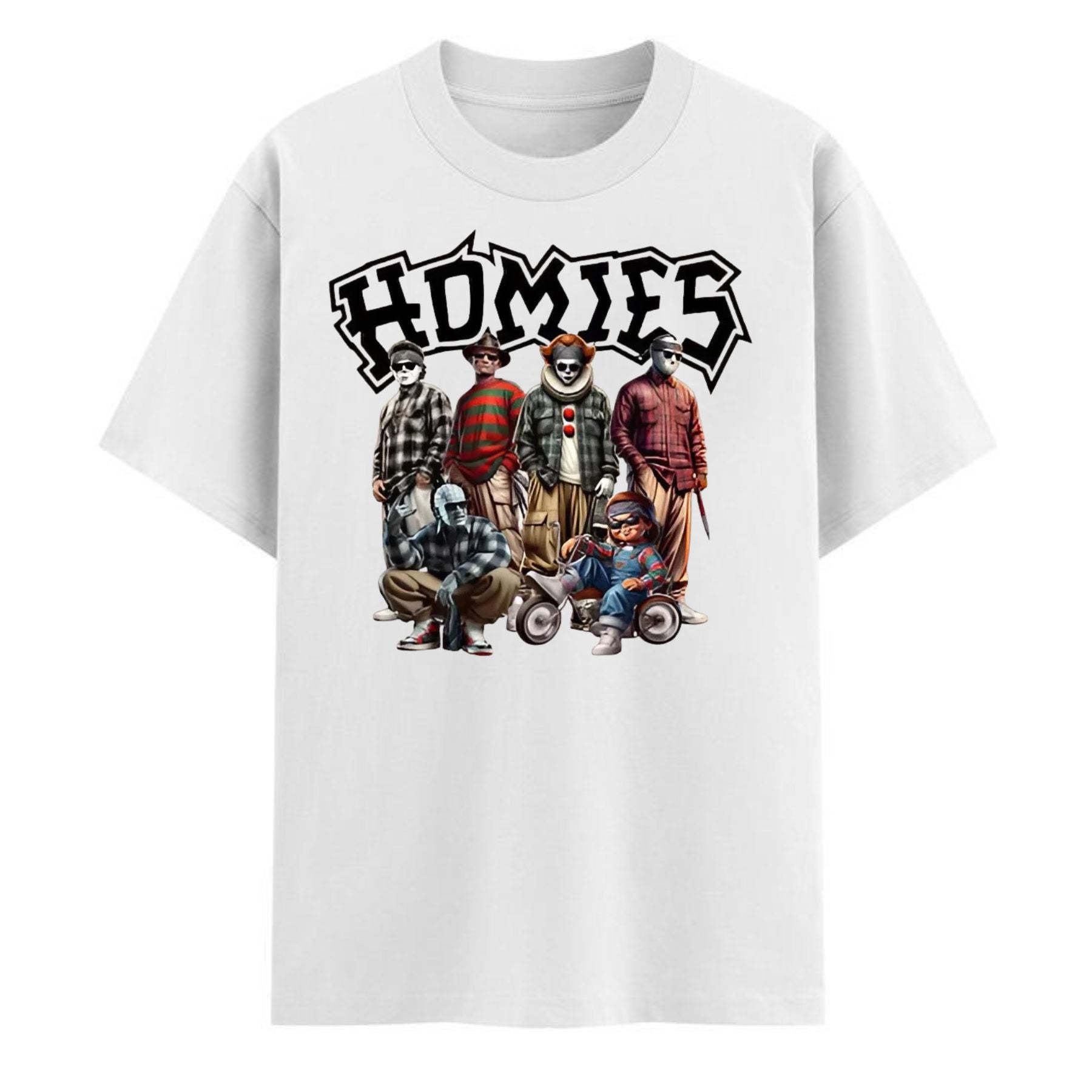 Pasimax "Homies Horror" Movie Villains T-Shirt — lifestyle context