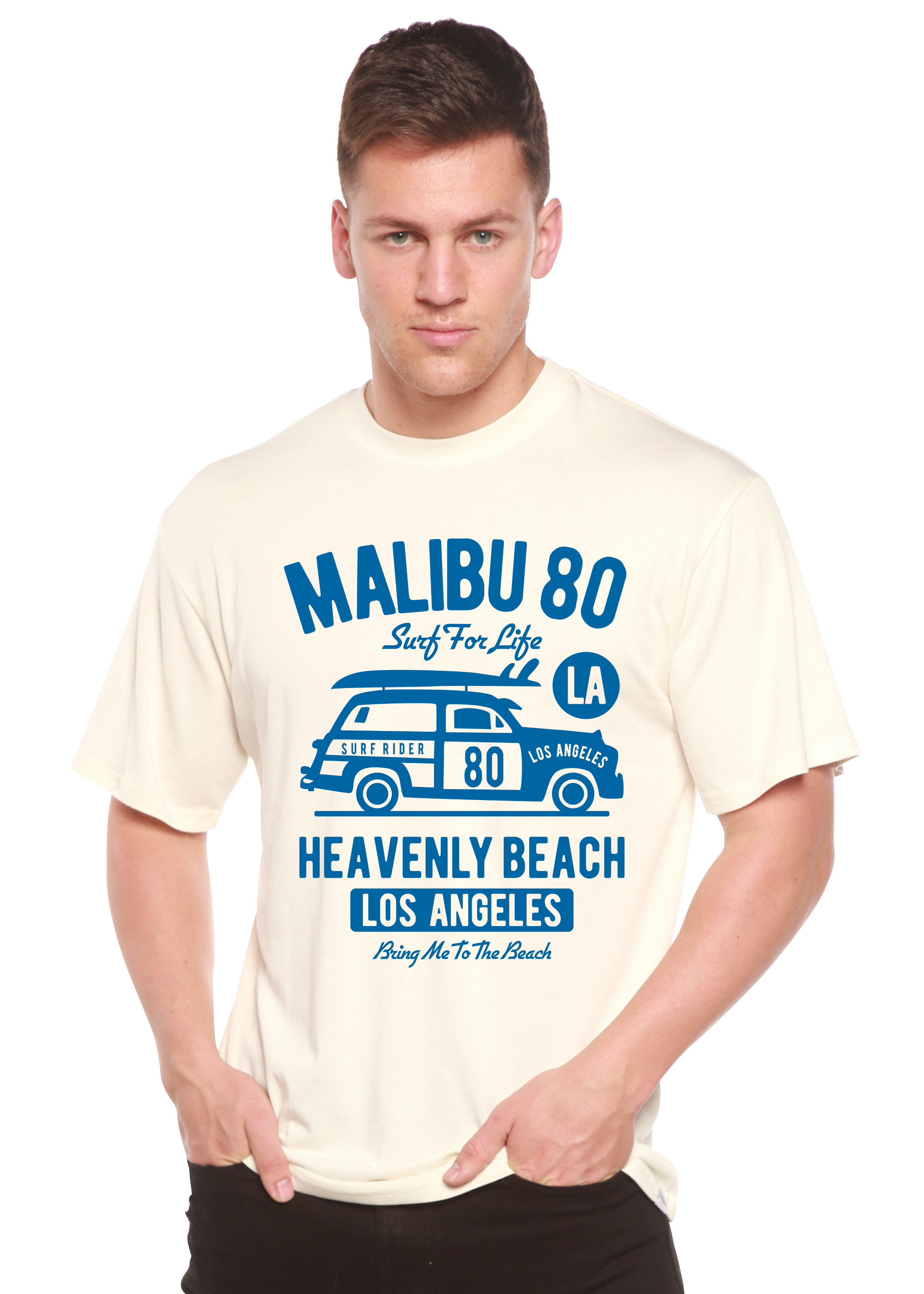 Spun Bamboo Malibu 80 Men's Bamboo Viscose/Organic Cotton Short Sleeve Graphic T-Shirt — side view