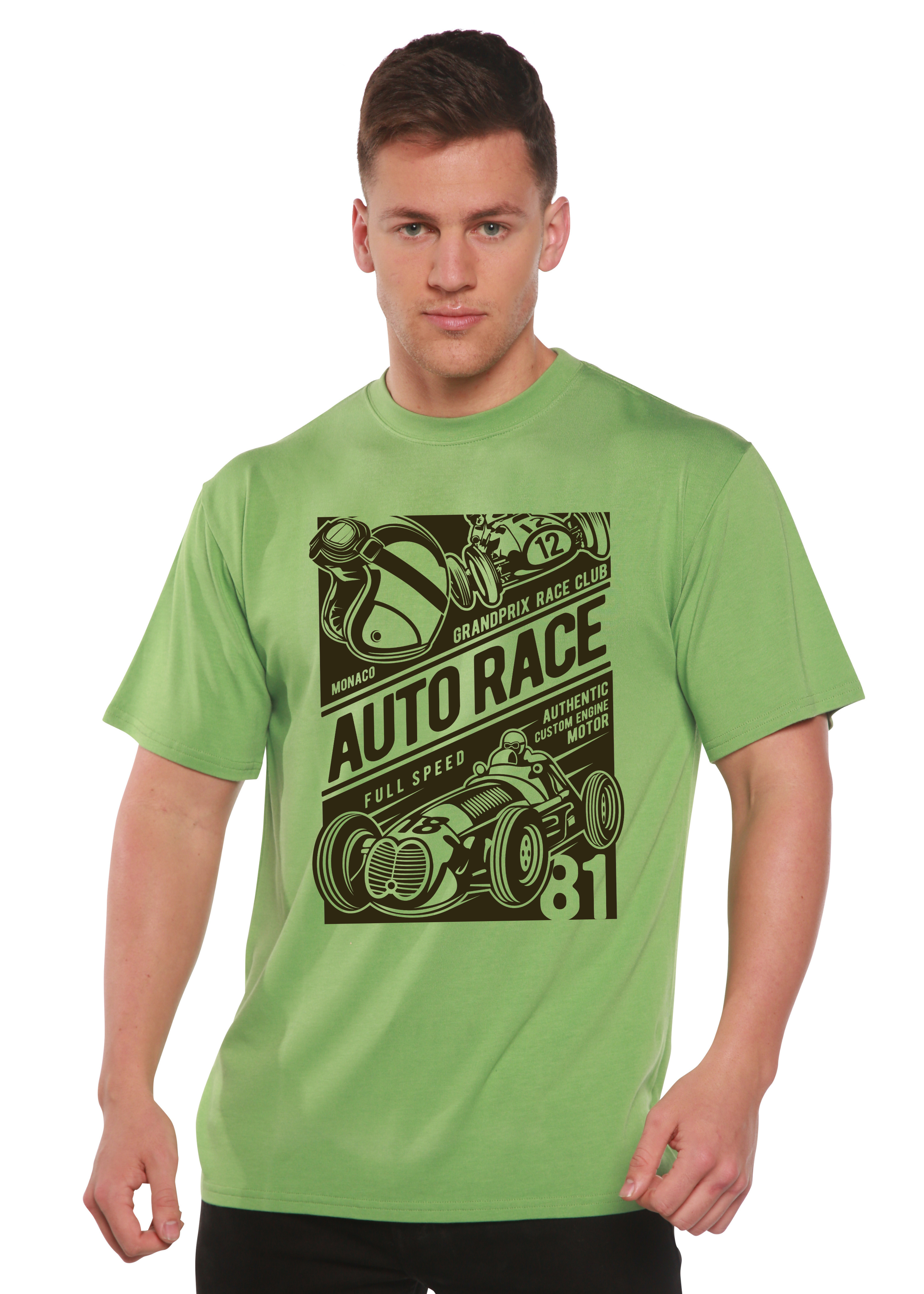 Spun Bamboo Auto Race Men's Bamboo Viscose/Organic Cotton Short Sleeve Graphic T-Shirt — lifestyle context