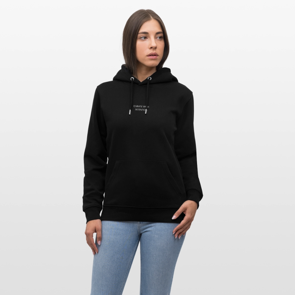 WONENA Curate with Intention Heavyweight Unisex Hoodie Cruiser — detail close-up