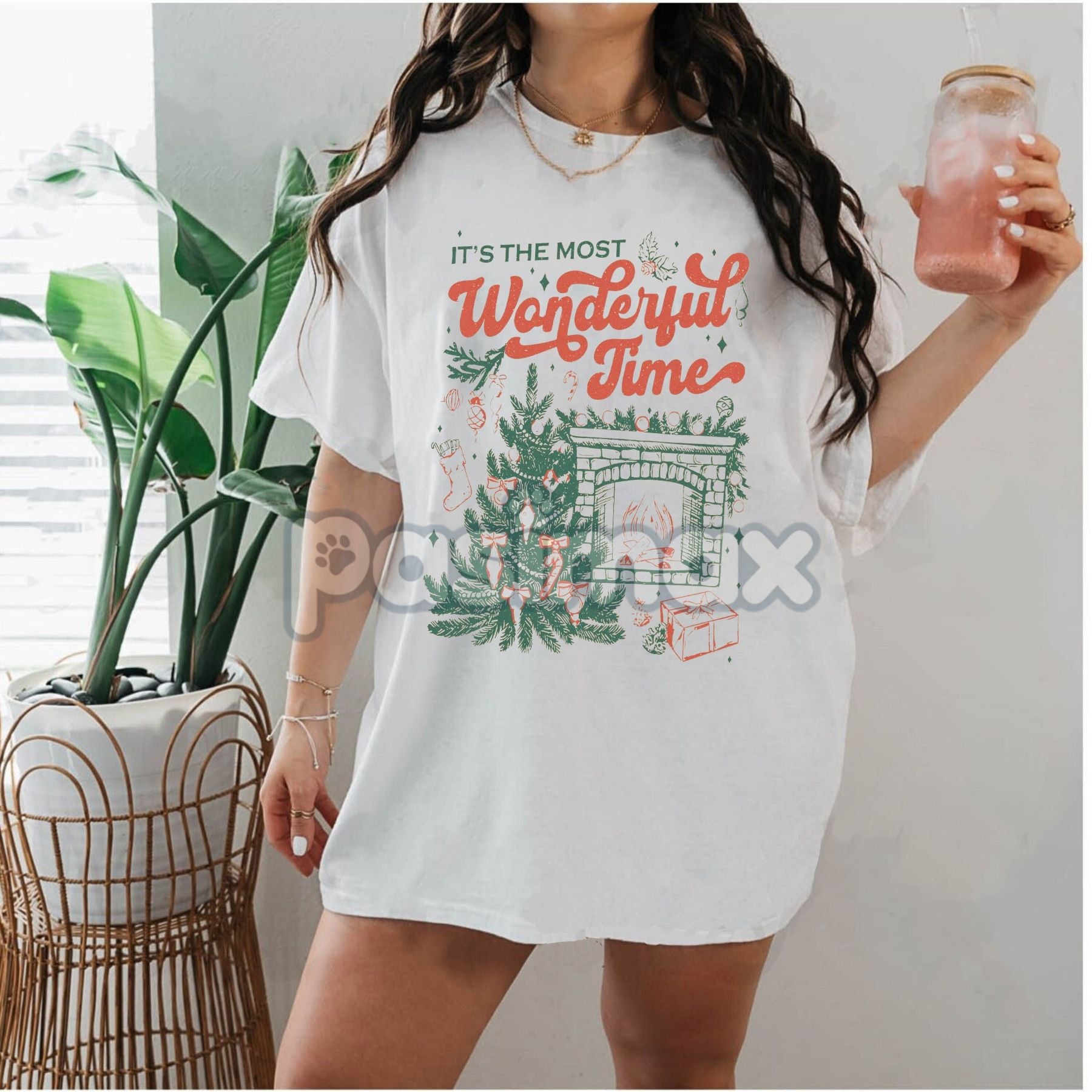 Pasimax "It's The Most Wonderful Time" Christmas Shirt — detail close-up