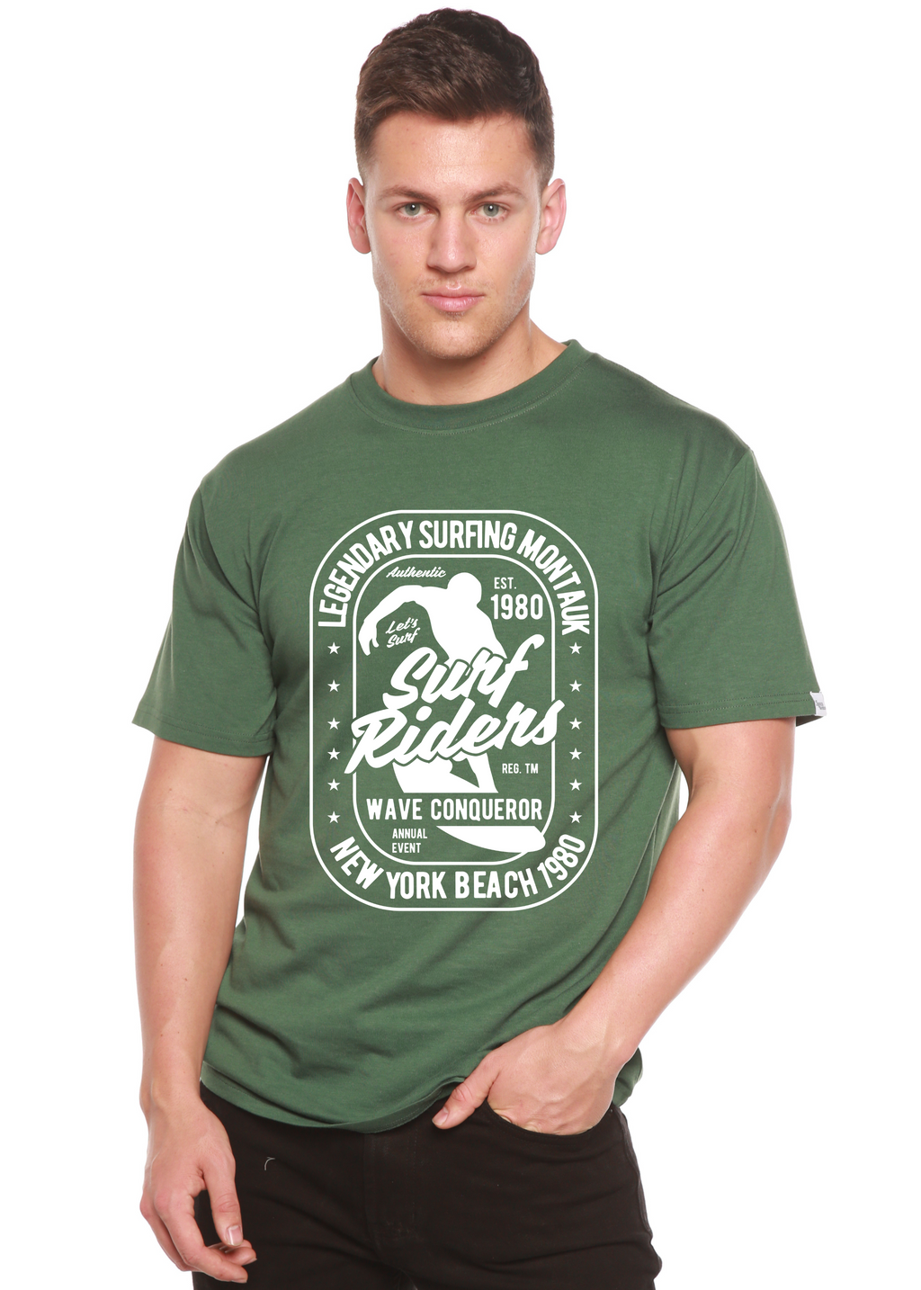 Spun Bamboo Surf Rider Spun Bamboo® Men's Bamboo Viscose/Organic Cotton Short Sleeve Graphic T-Shirt — lifestyle context