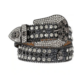 Rhinestone Belt Store Black Shiny Strap with Black Crystal Rhinestones…