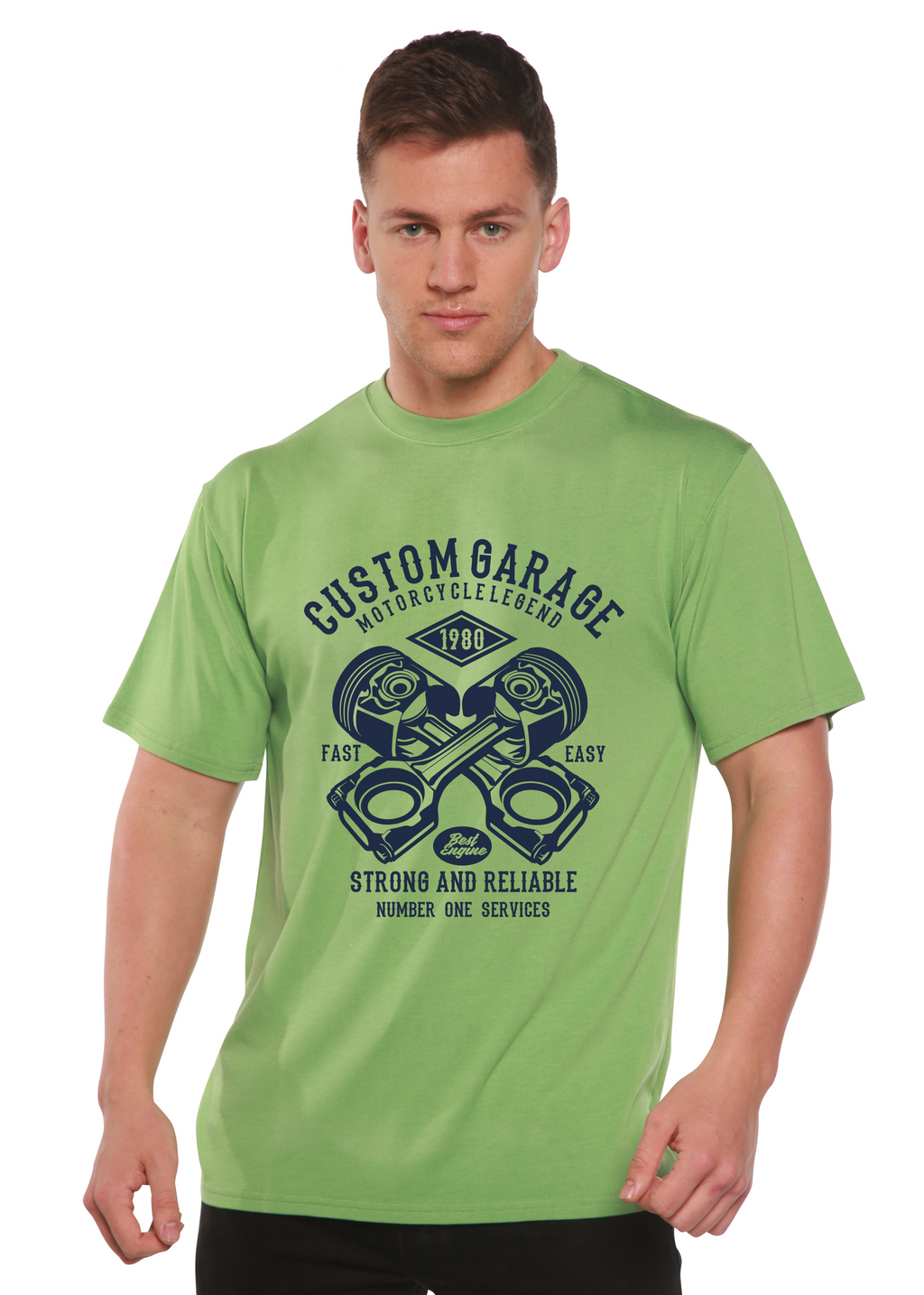 Spun Bamboo Custom Garage Men's Bamboo Viscose/Organic Cotton Short Sleeve Graphic T-Shirt — side view