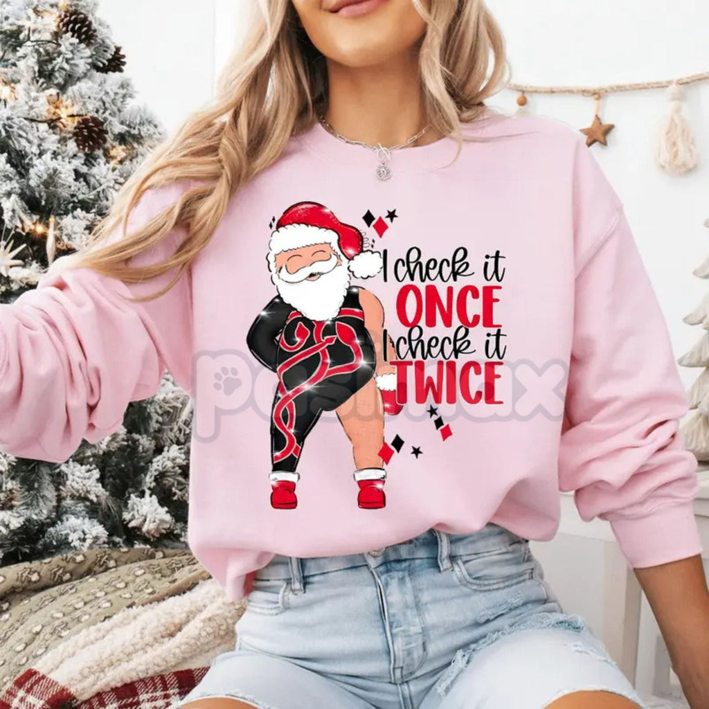 Pasimax Santa I Check It Twice Era Inspired Unisex Sweatshirt | Funny Christmas Anxiety Jumper | Cozy Holiday Meme Crewneck G