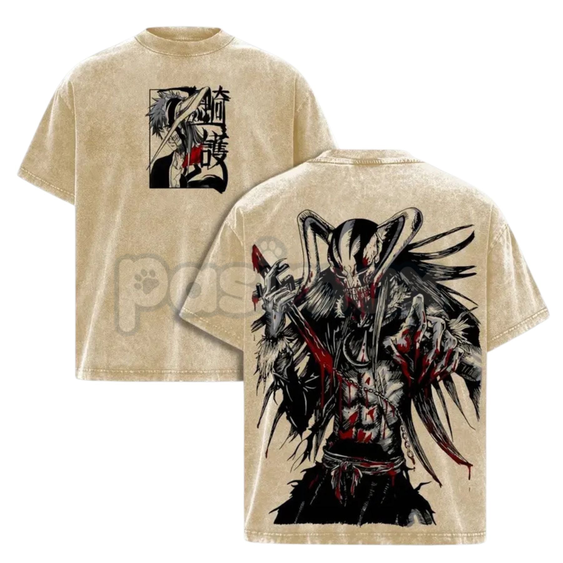 Pasimax Ichigo Hollow Form Bleach Washed T-Shirt — detail close-up