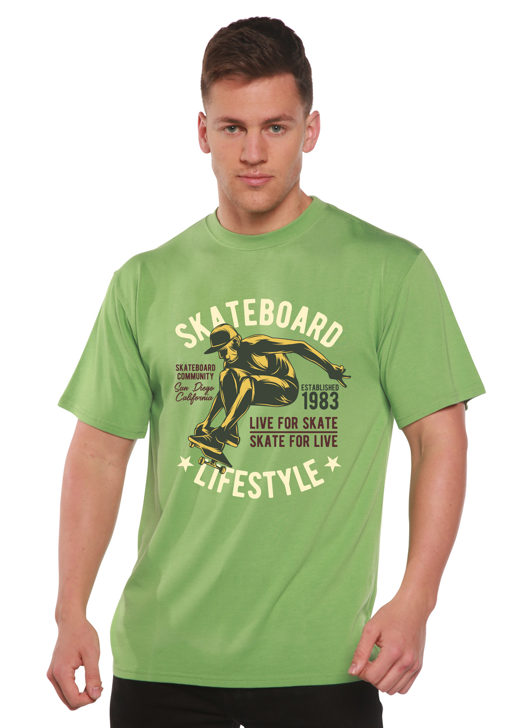 Spun Bamboo Skateboard Lifestyle Men's Bamboo Viscose/Organic Cotton Short Sleeve Graphic T-Shirt — main product shot