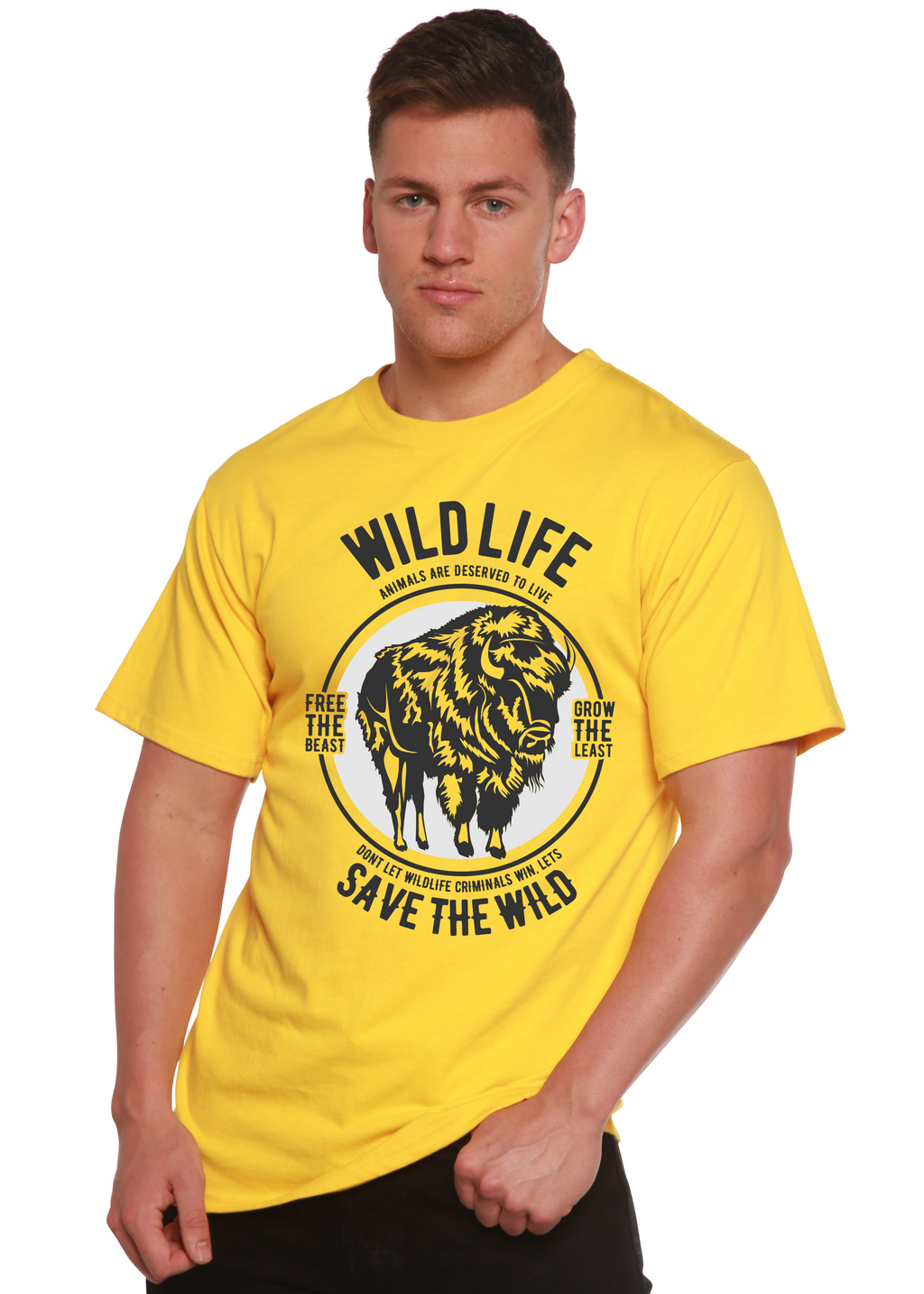 Spun Bamboo Wild Life Spun Bamboo® Men's Bamboo Viscose/Organic Cotton Short Sleeve Graphic T-Shirt — detail close-up