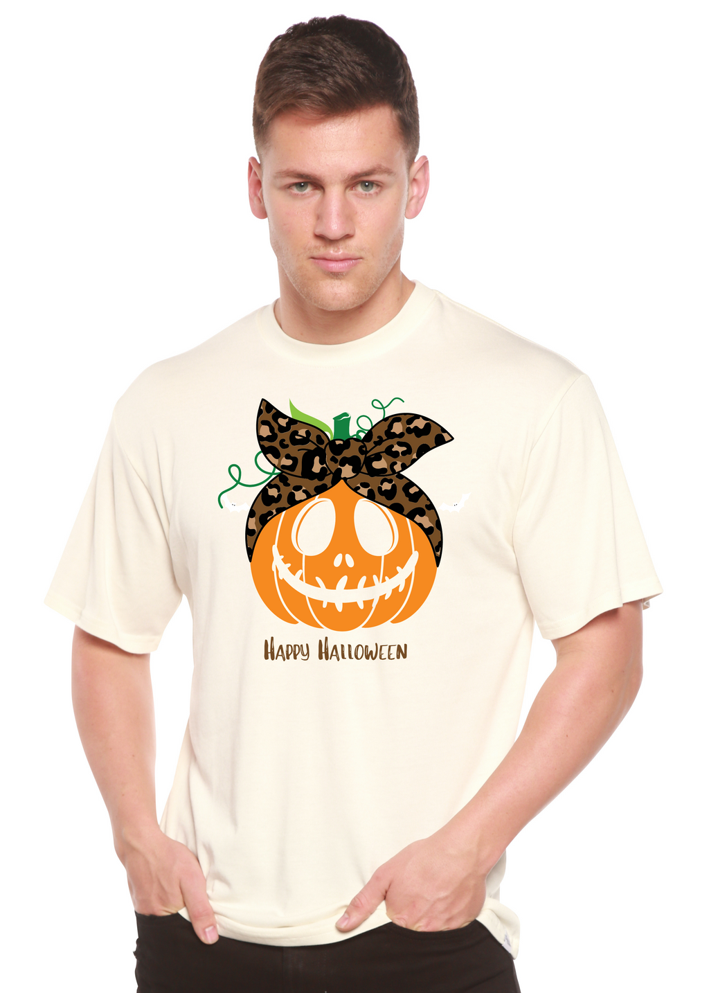 Spun Bamboo Happy Halloween Men's Bamboo Viscose/Organic Cotton Short Sleeve Graphic T-Shirt — main product shot