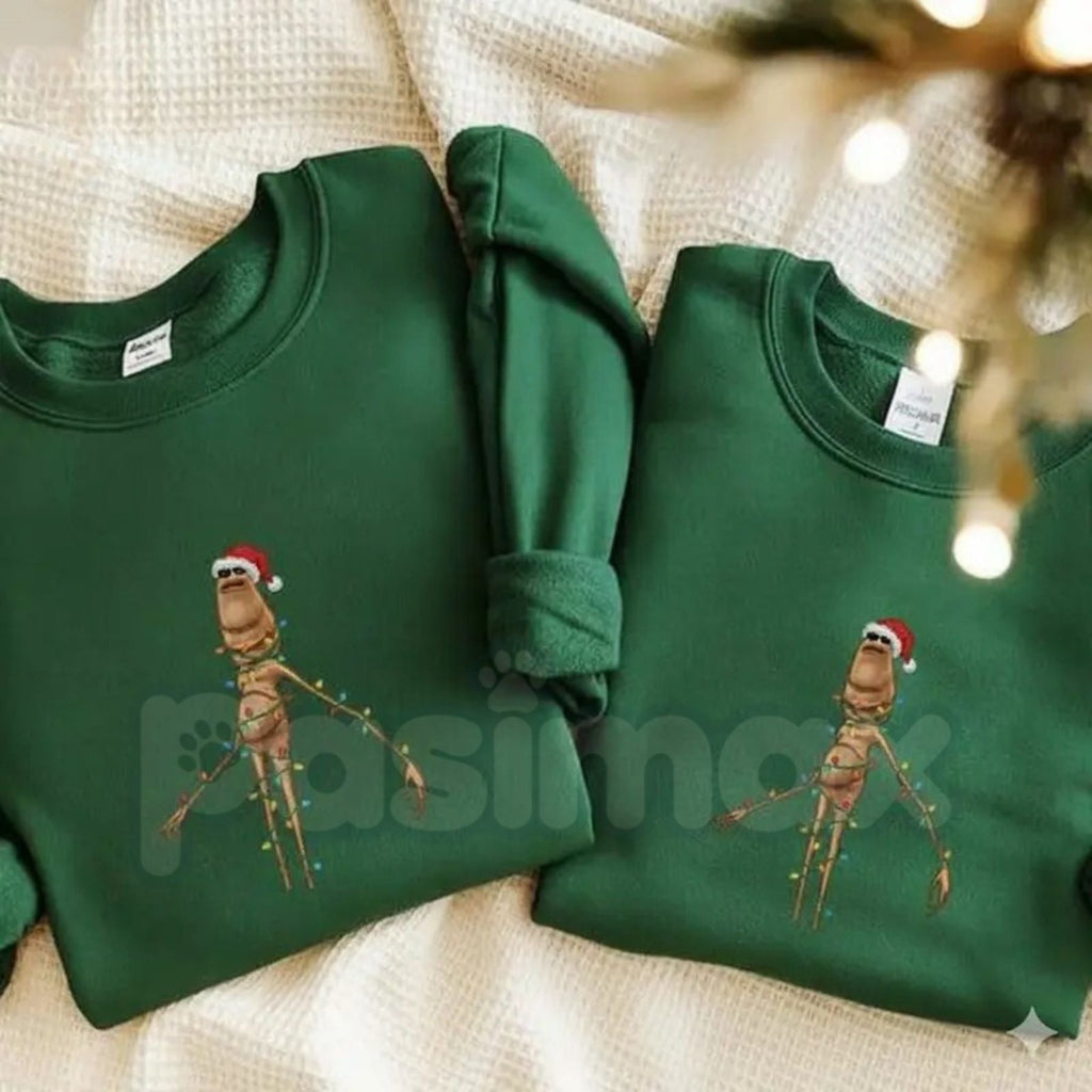 Pasimax Marcus The Worm Sweatshirt | Cute Quirky Garden Graphic Jumper | Unique Absurdist Humor Crewneck — detail close-up