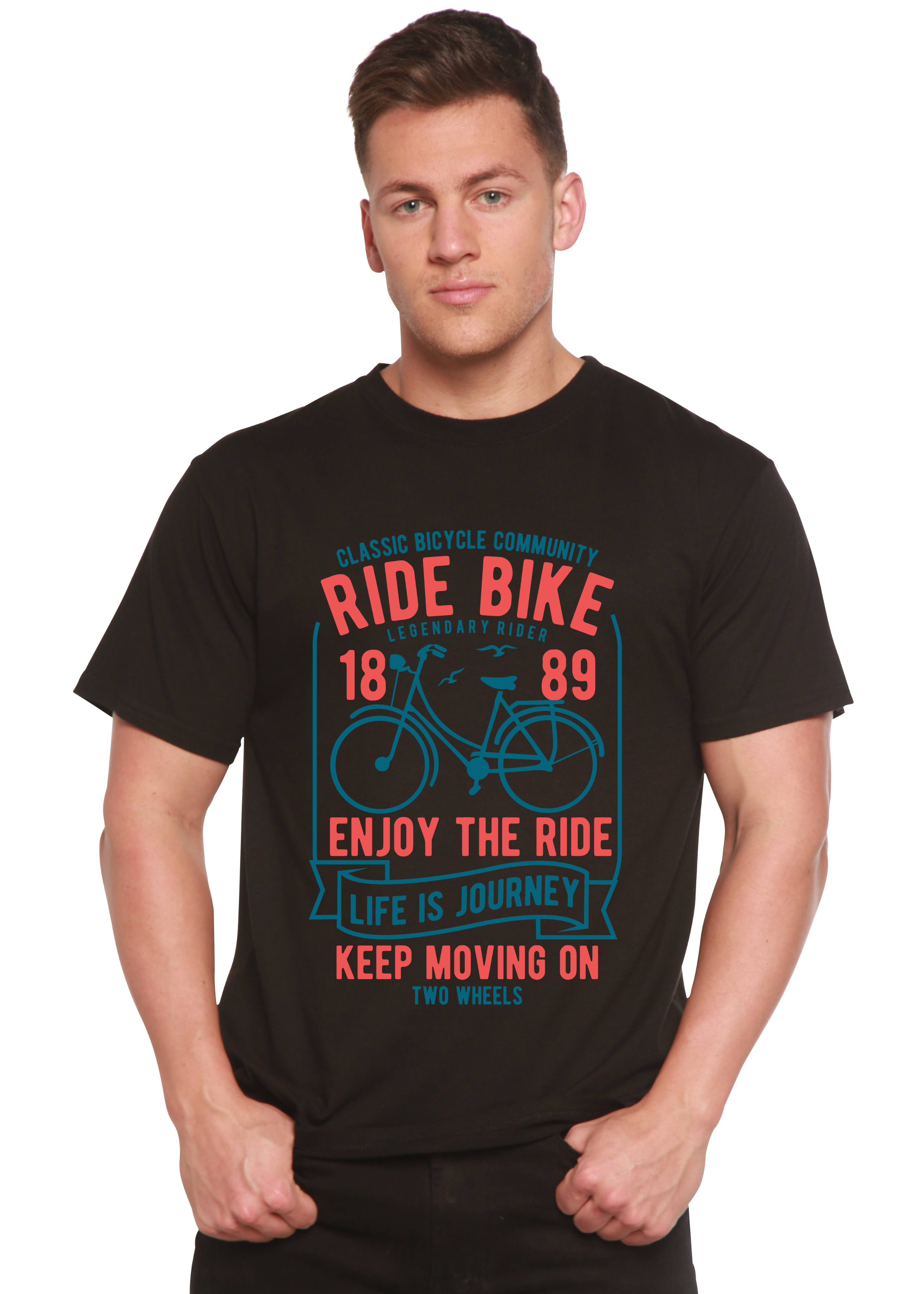 Spun Bamboo Ride Bike Spun Bamboo® Men's Bamboo Viscose/Organic Cotton Short Sleeve Graphic T-Shirt — back view