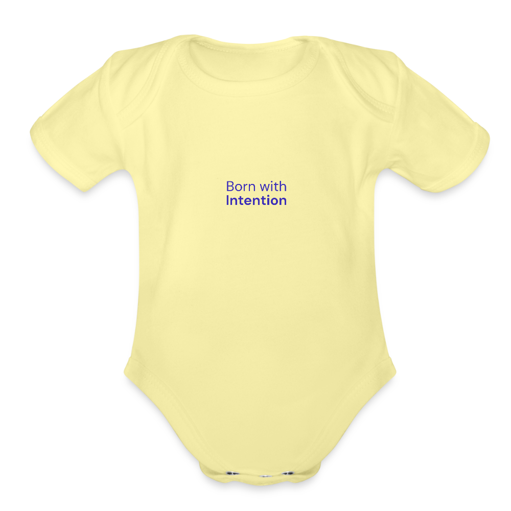 WONENA Born with Intention Organic Short Sleeve Baby Bodysuit — detail close-up