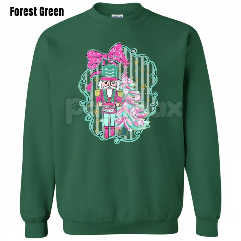 Pasimax Chunky Nutcracker Holiday Sweatshirt 'NLB' – Festive Vintage Christmas Style Crewneck — detail close-up