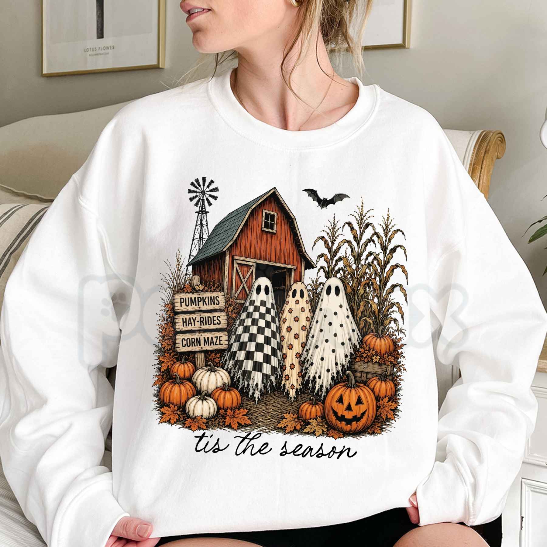 Tis The Season Ghost Trio Sweatshirt | Pumpkin Patch Ghosts Shirt