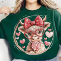 Pasimax Retro Valentine Highland Cow Sweatshirt | Vintage Aesthetic V-Day Crewneck | Cute Fluffy Cow Heart Jumper | Western V
