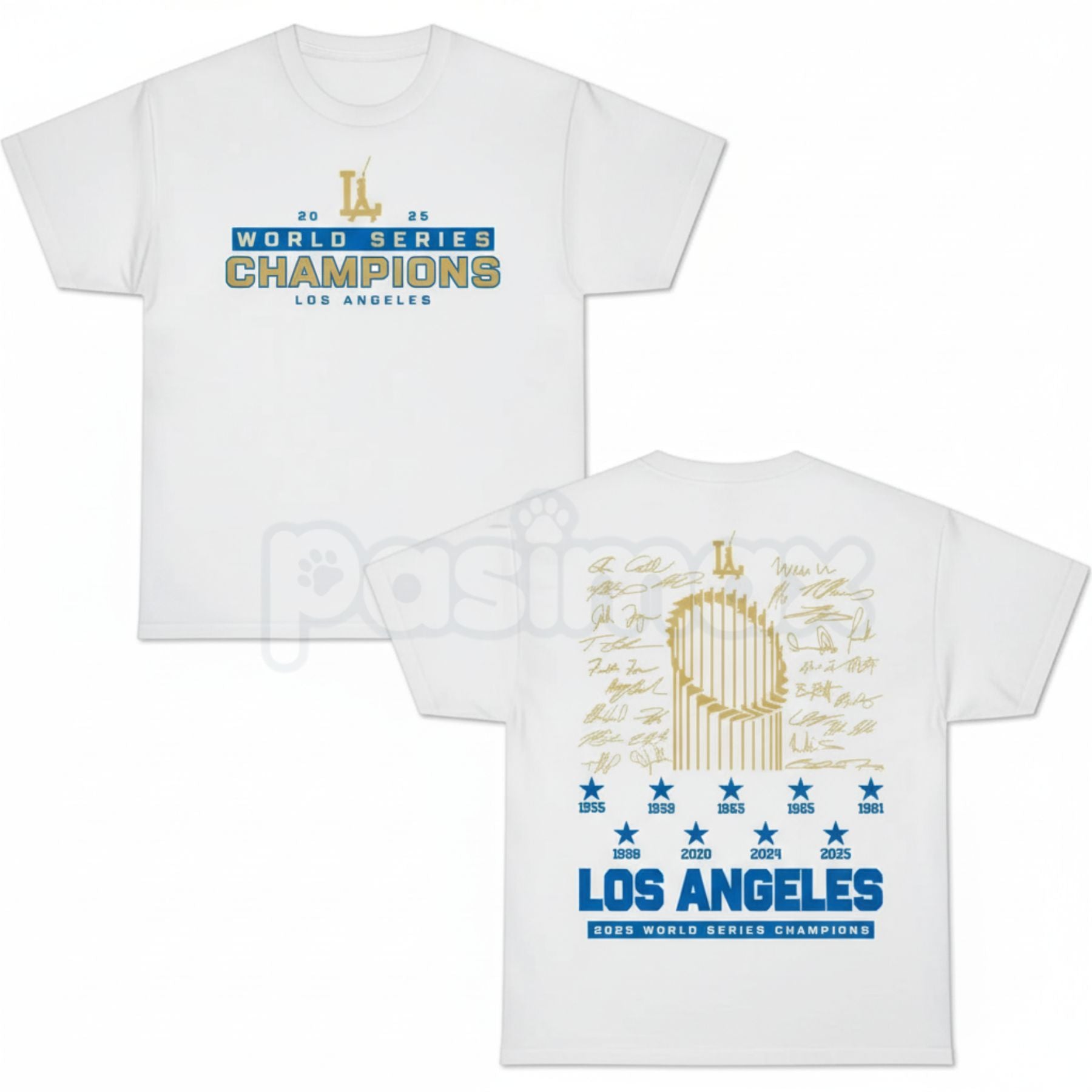 Pasimax Los Angeles Champions Two-Sided T-Shirt - LA Sports Fan Game Day Tee, Graphic Commemorative Top, Unisex LA Victory Ap