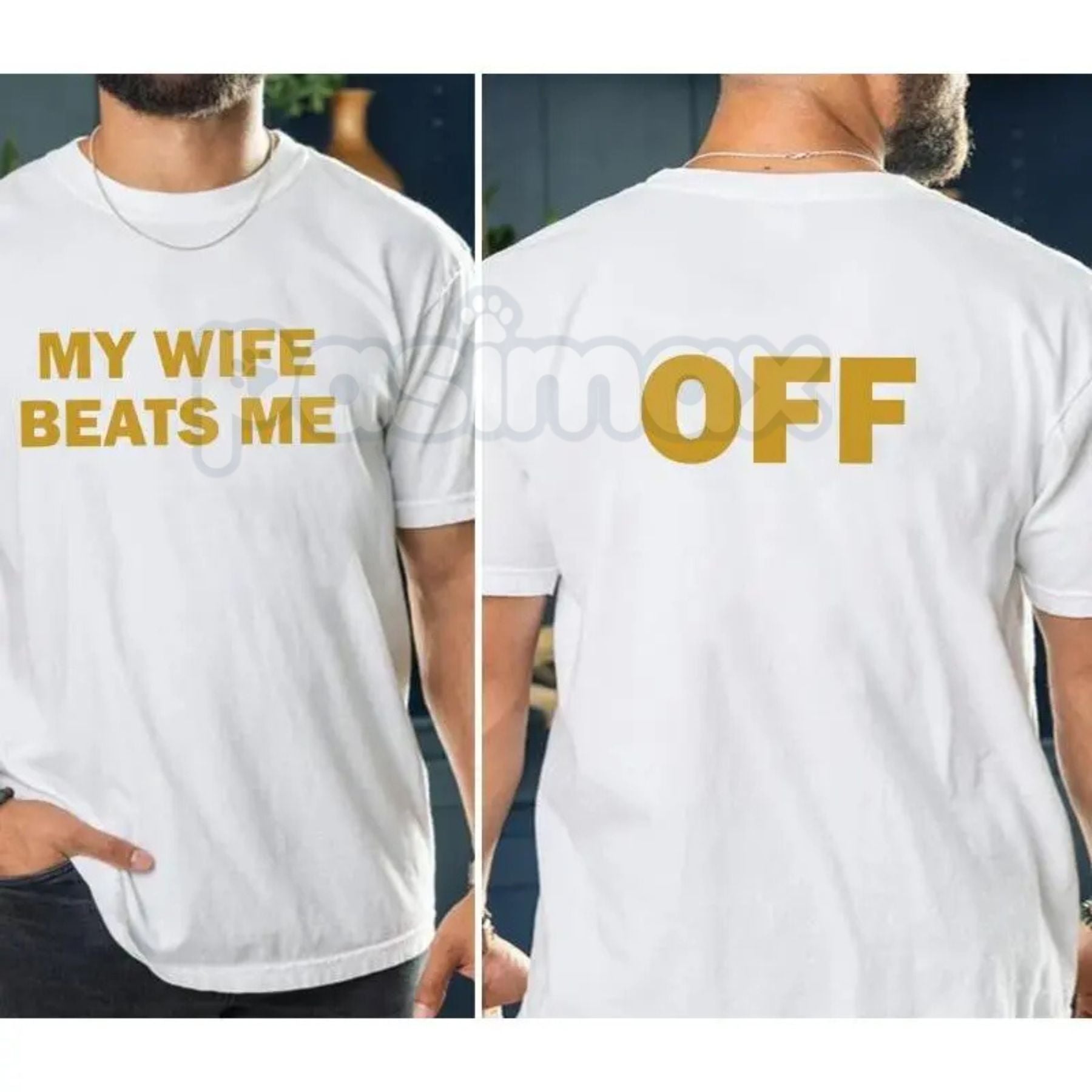 Pasimax "My Wife Beats Me" Funny Husband T-Shirt – Sarcastic Marriage Joke Graphic Tee, Premium 100% Cotton Husband & Boyfrie