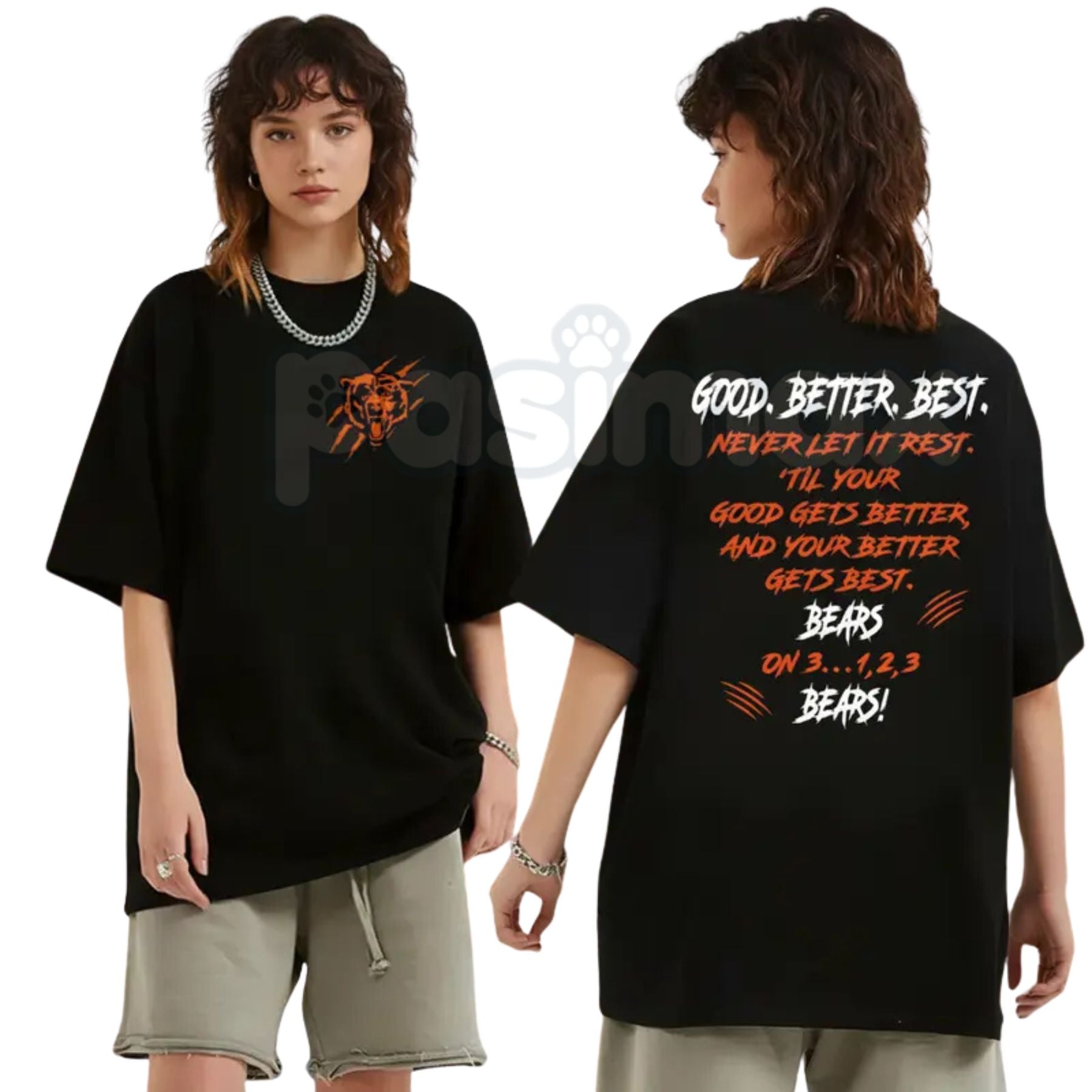 Pasimax CHICAGO Bear Football Fan T-Shirt - Good Better Best Game Day Apparel, Chicago Football Pride Graphic Tee, Motivation