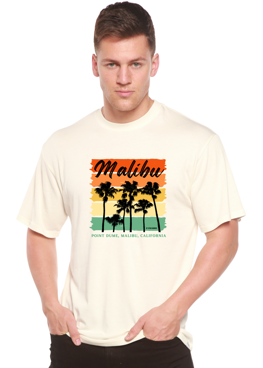 Spun Bamboo Malibu Unisex Bamboo Viscose/Organic Cotton Short Sleeve Graphic T-Shirt — side view