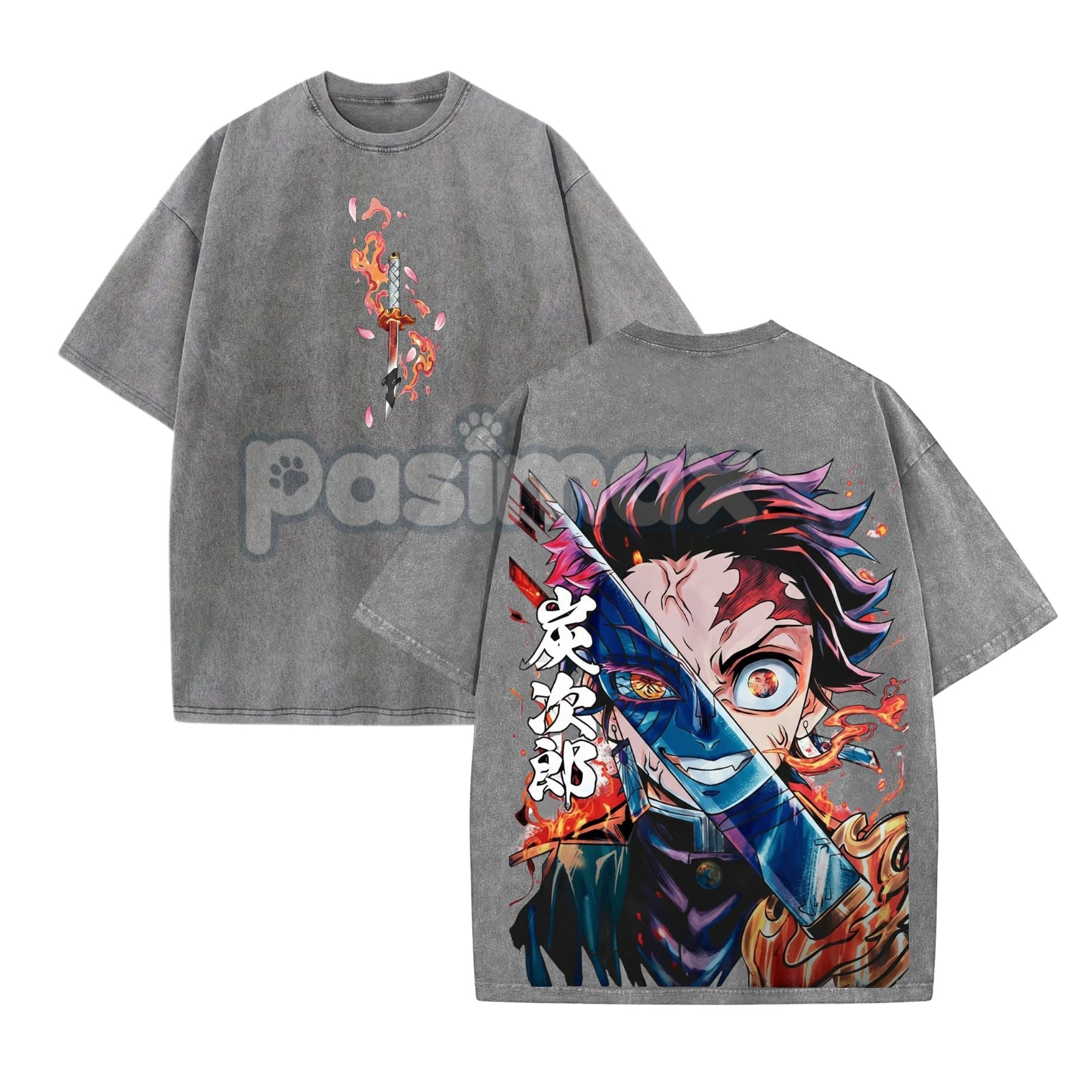 Pasimax Retro Limited Vintage Kamado Tanjiro T-Shirt — detail close-up