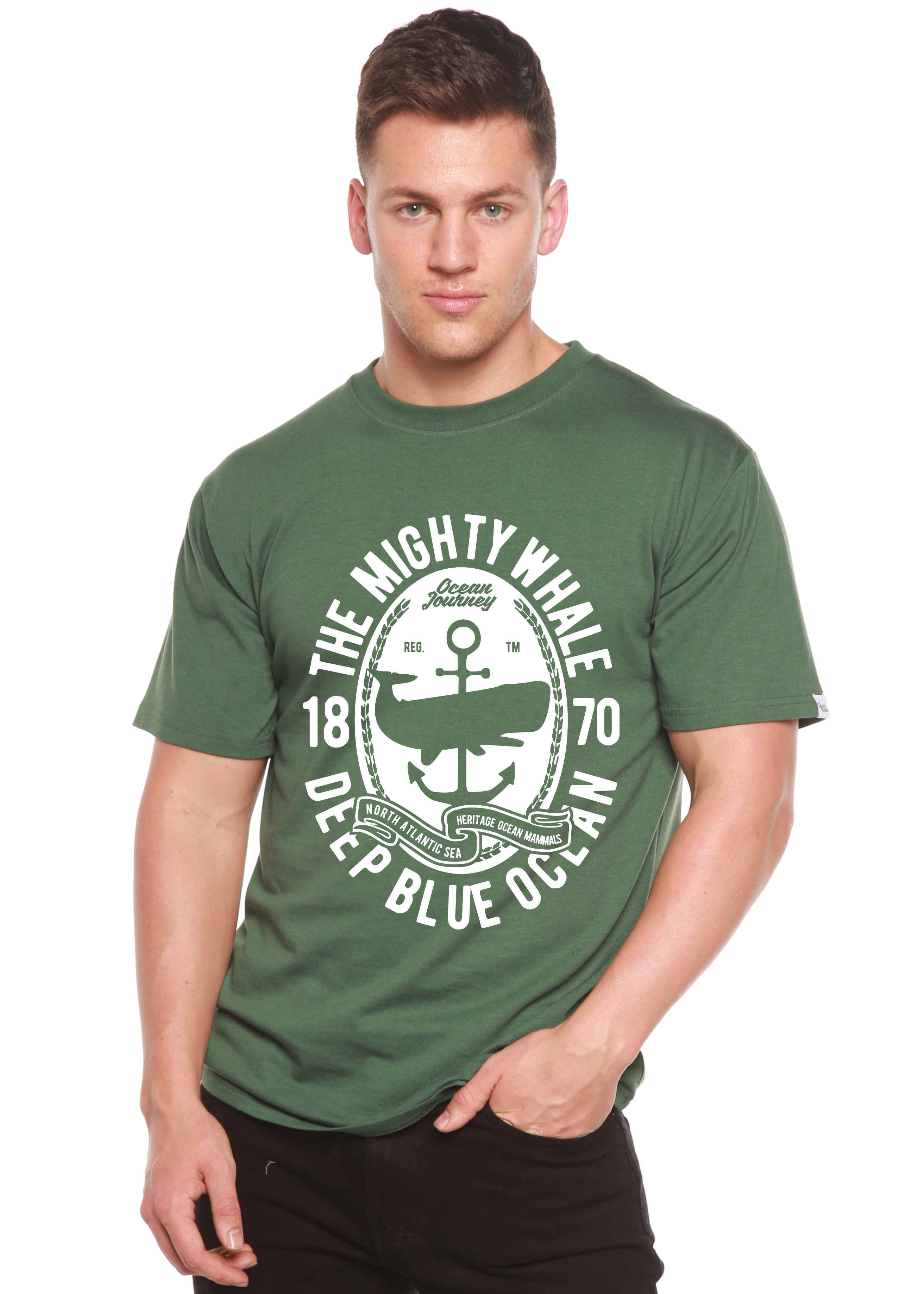 Spun Bamboo The Mighty Spun Bamboo® Men's Bamboo Viscose/Organic Cotton Short Sleeve Graphic T-Shirt — side view